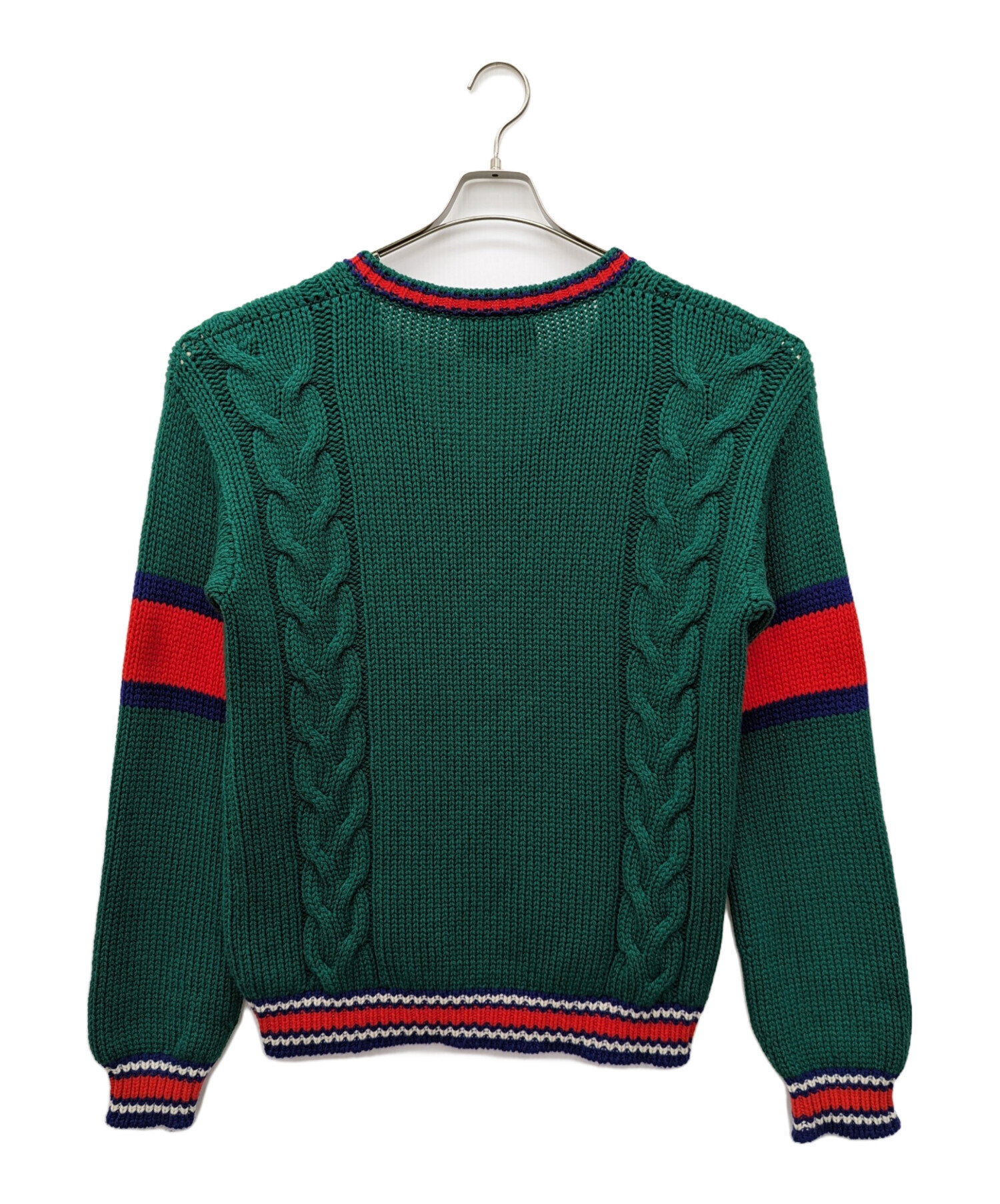中古・古着通販】GUCCI (グッチ) Vネックーブルニット グリーン サイズ 