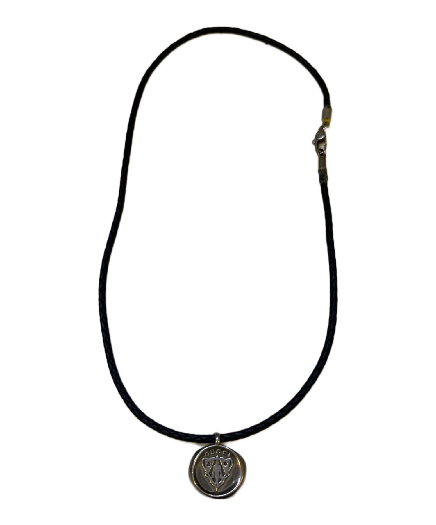 グッチ 【希少品】 GUCCI クレスト ネックレス クレストコイン レザー 