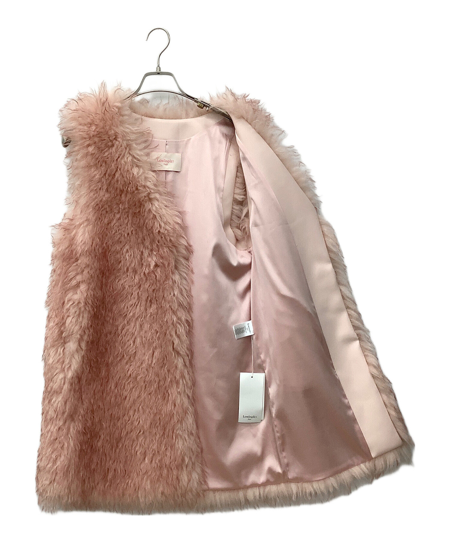 lemonpletレモンプレットフェイクファーミドルベストフーディーメンズライク 中古・古着通販】LEMONPLET (レモンプレット) エコファーベスト ピンク