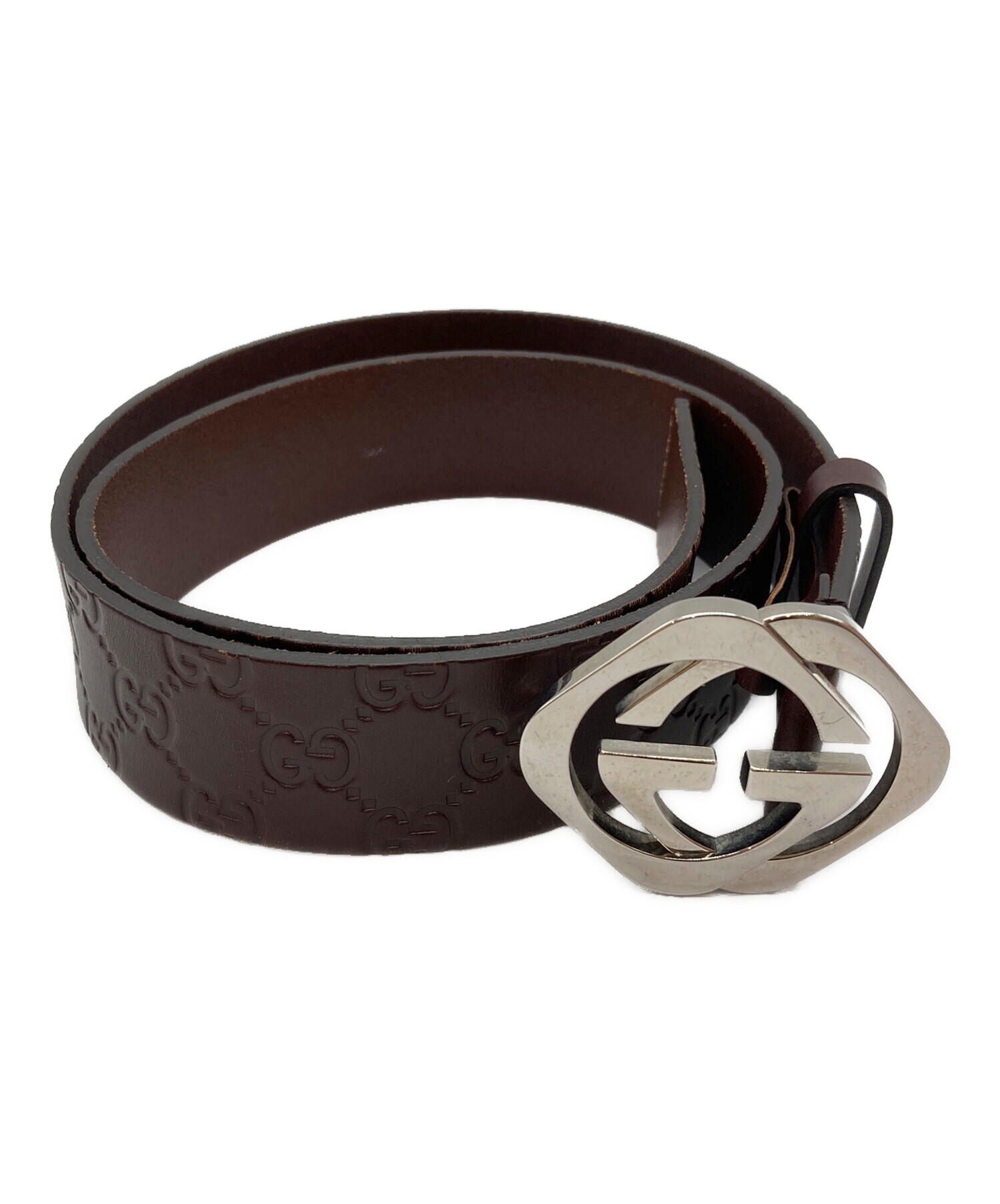 中古・古着通販】GUCCI (グッチ) グッチシマ レザーベルト ブラウン 
