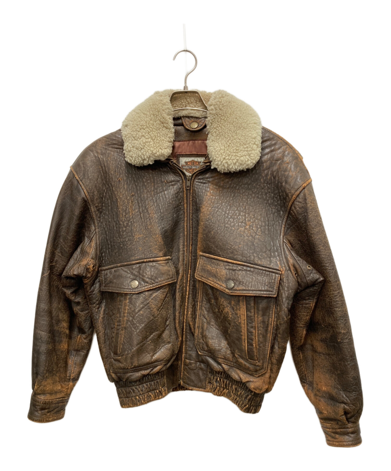 ハーレーダビッドソン　レザーフライトジャケット　Mサイズ　ヴィンテージ 中古・古着通販】HARLEY-DAVIDSON (ハーレーダビッドソン) レザー