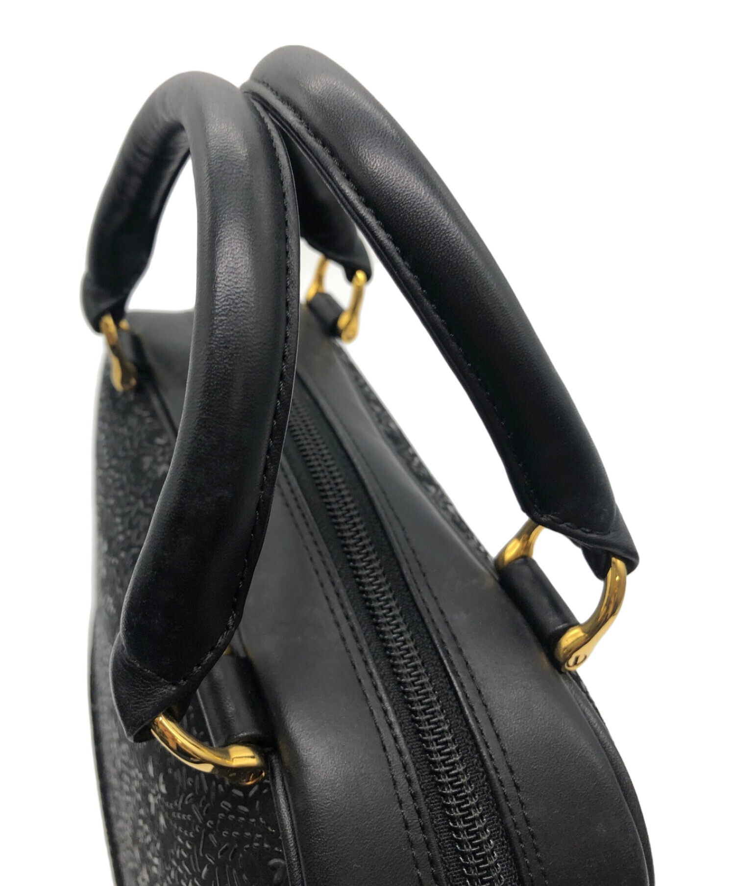 上原印傳　ボストンバッグ　黒 中古・古着通販】印傳屋 (インデンヤ) ミニボストンバッグ ブラック