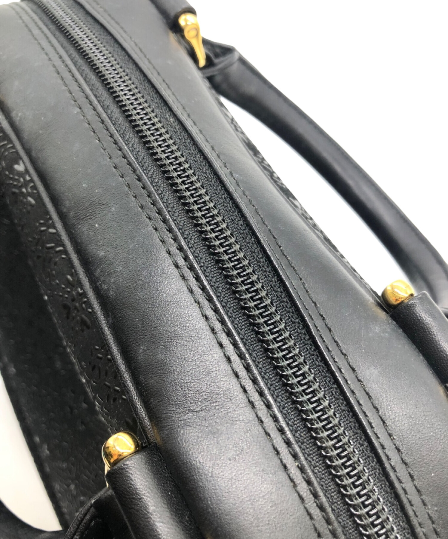 中古・古着通販】印傳屋 (インデンヤ) ミニボストンバッグ ブラック