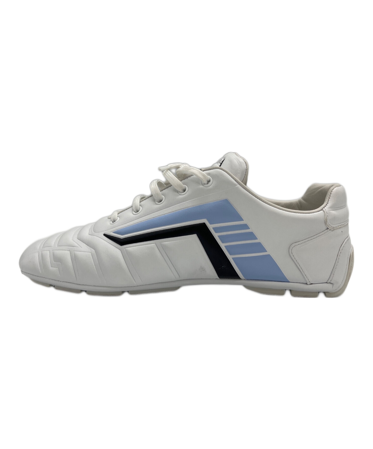 中古・古着通販】PRADA (プラダ) レザースニーカー ホワイト サイズ:7 