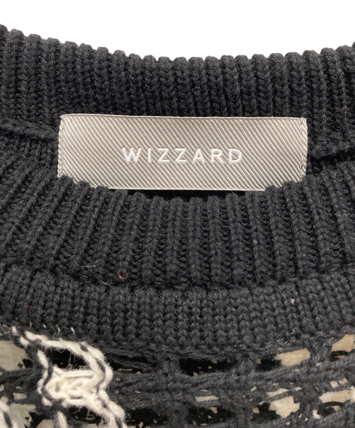 中古・古着通販】Wizzard (ウィザード) 編み込みニット ホワイト 