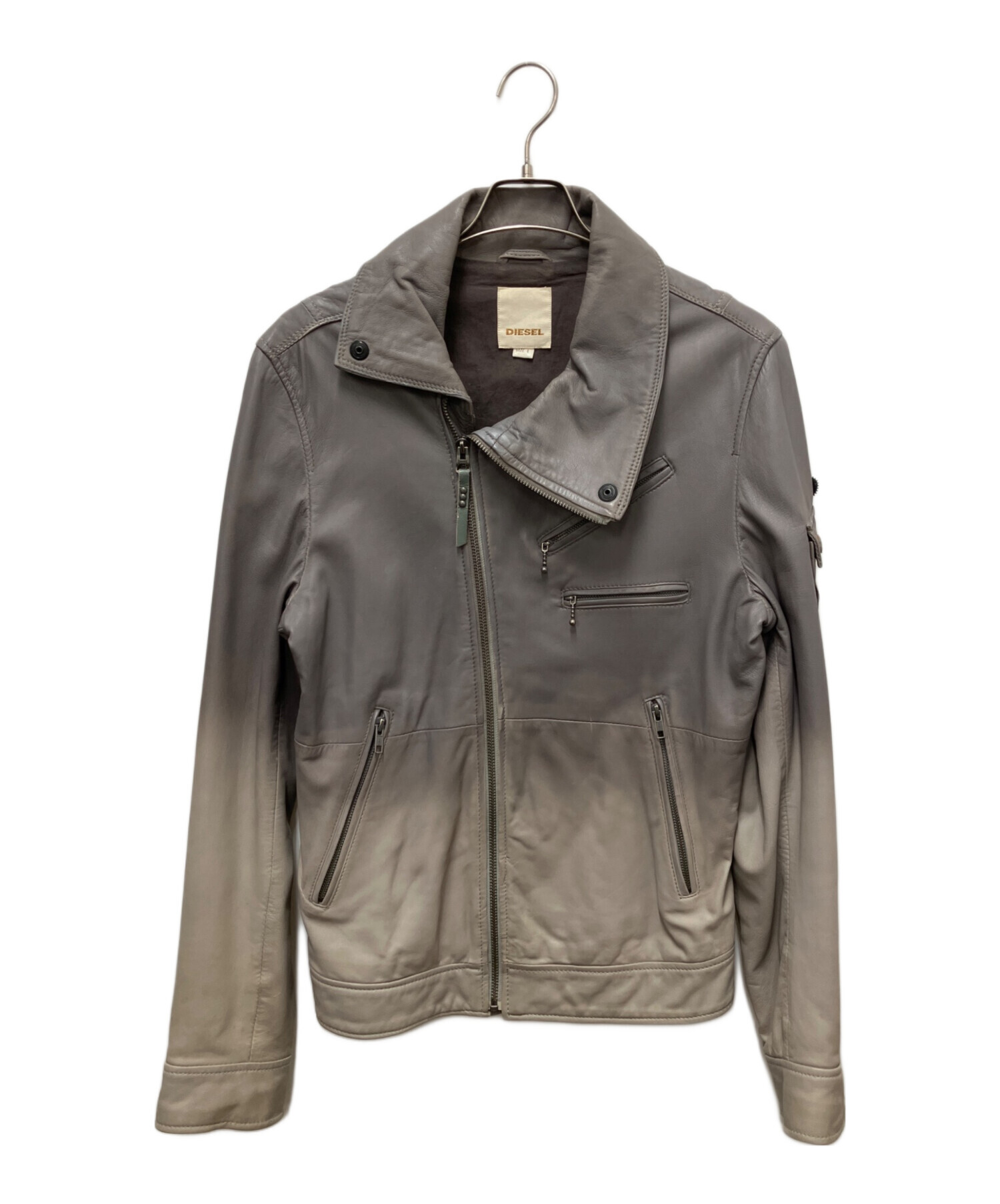 中古・古着通販】DIESEL (ディーゼル) レザージャケット グレー サイズ 