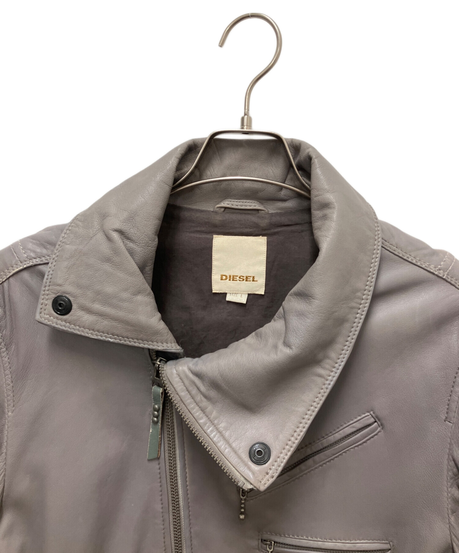 中古・古着通販】DIESEL (ディーゼル) レザージャケット グレー サイズ 