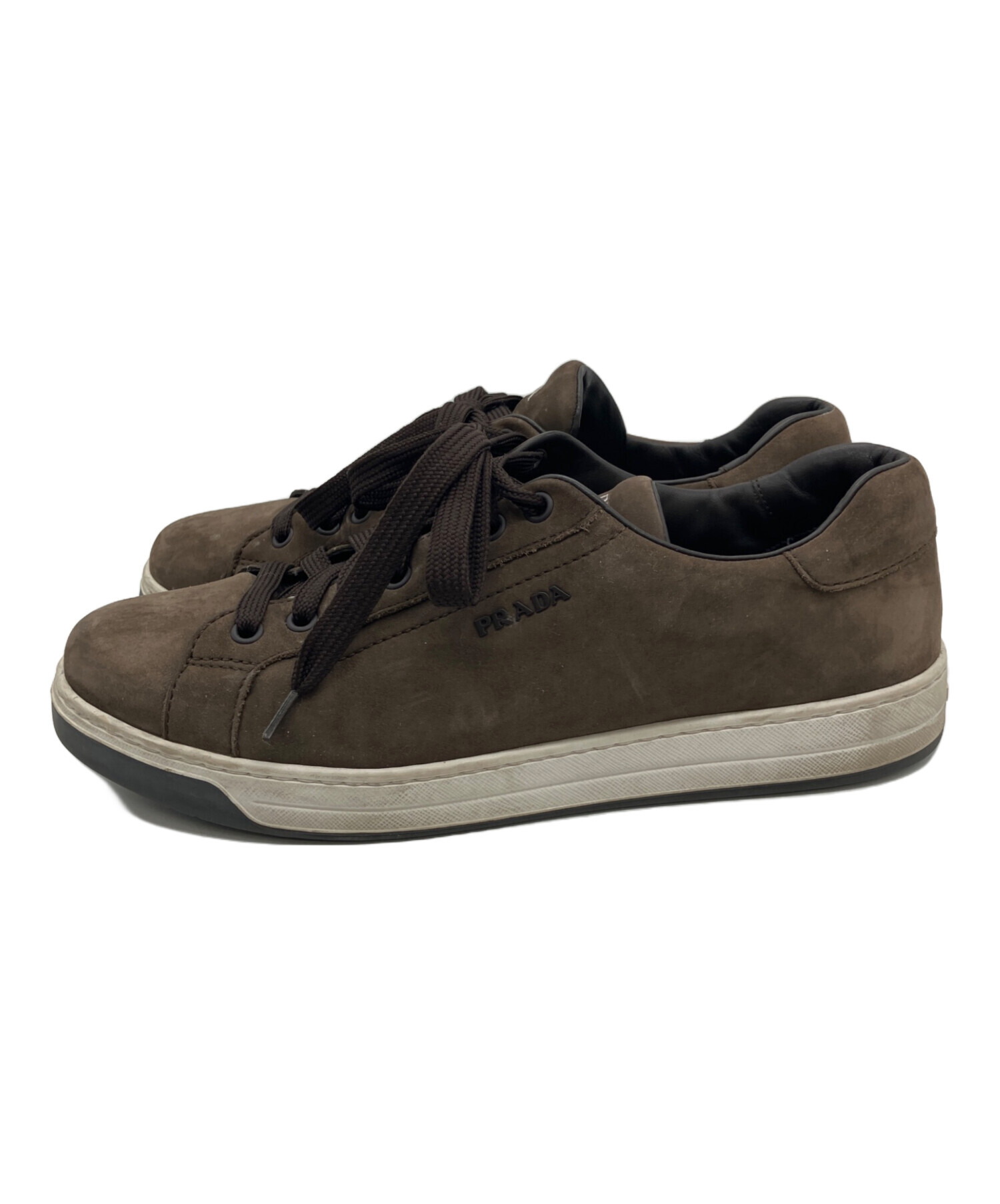 中古・古着通販】PRADA (プラダ) スウェードシューズ ブラウン サイズ  