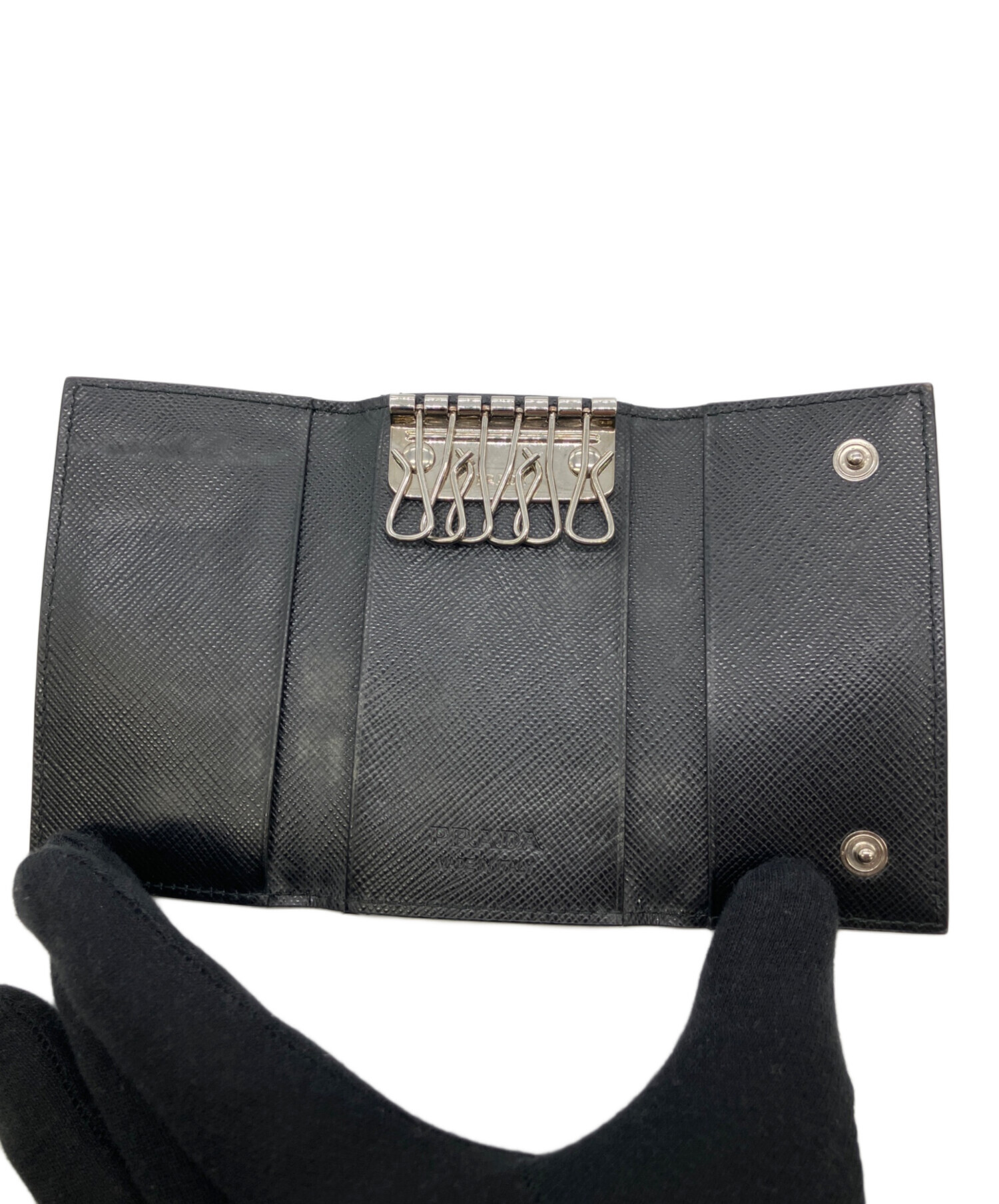 PRADA メンズ ケース 中古品 中古・古着通販】PRADA (プラダ) PRADA 2つ折りパスケース ブラック