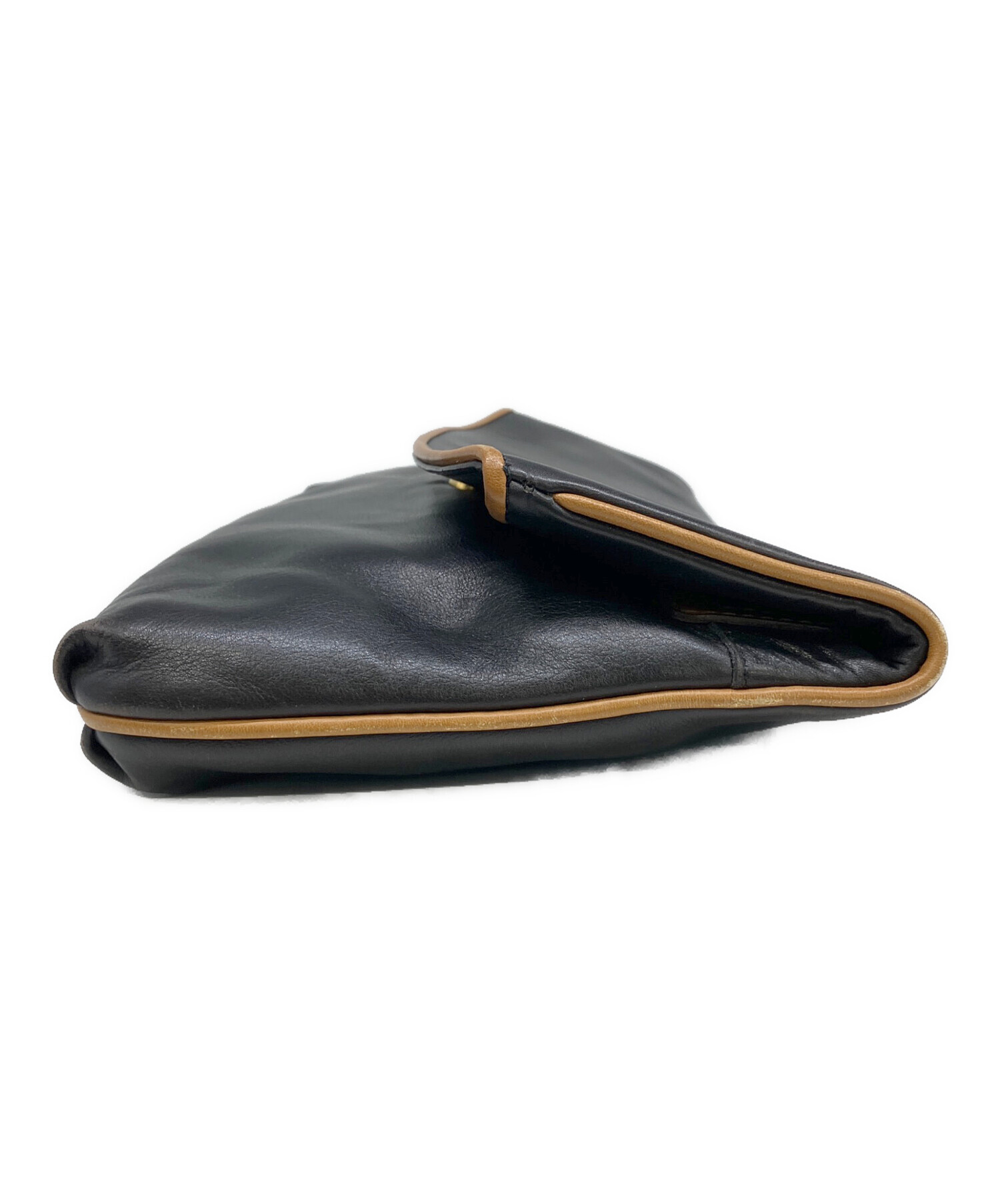 中古・古着通販】CELINE (セリーヌ) フラップクラッチバッグ ブラック