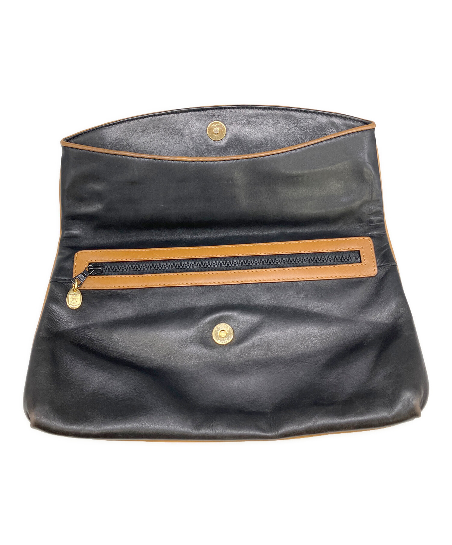 中古・古着通販】CELINE (セリーヌ) フラップクラッチバッグ ブラック