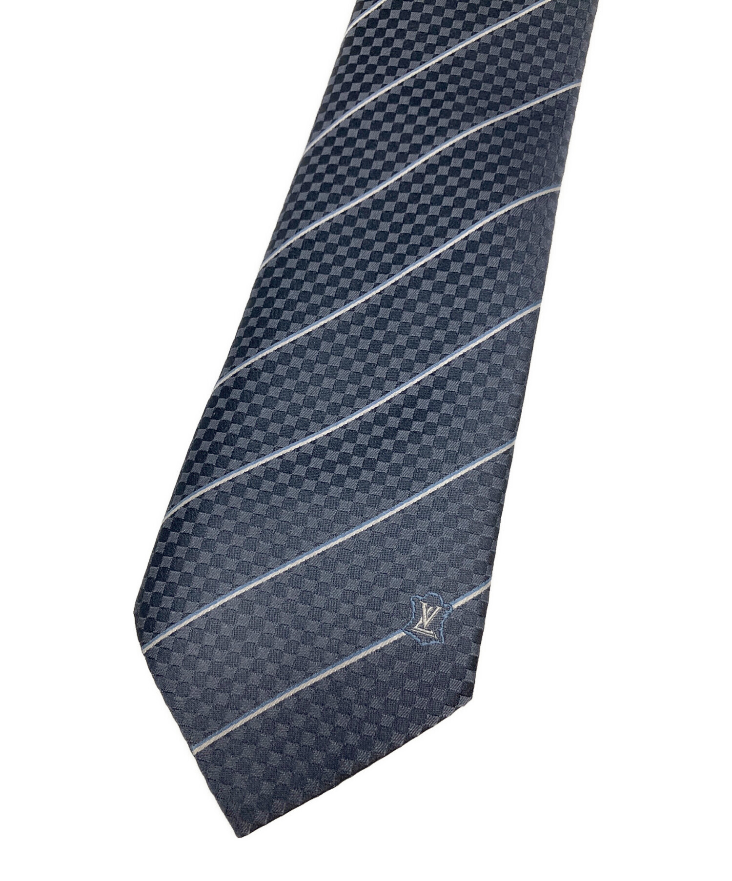 Louis Vuitton ネクタイ グレー/青 ストライプ 中古・古着通販】LOUIS VUITTON (ルイ ヴィトン) ネクタイ グレー