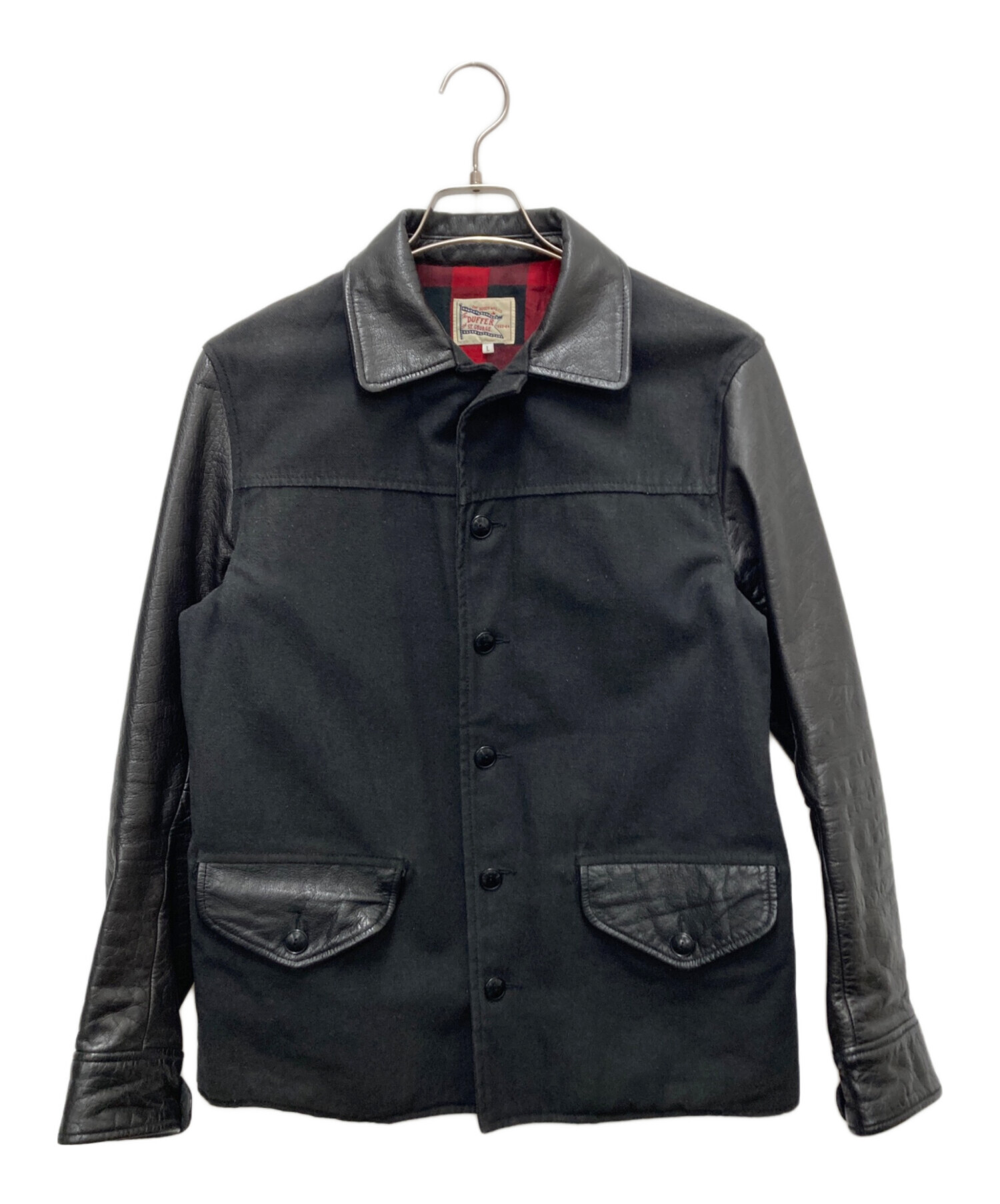 中古・古着通販】DUFFER (ダファー) 切替レザージャケット ブラック 