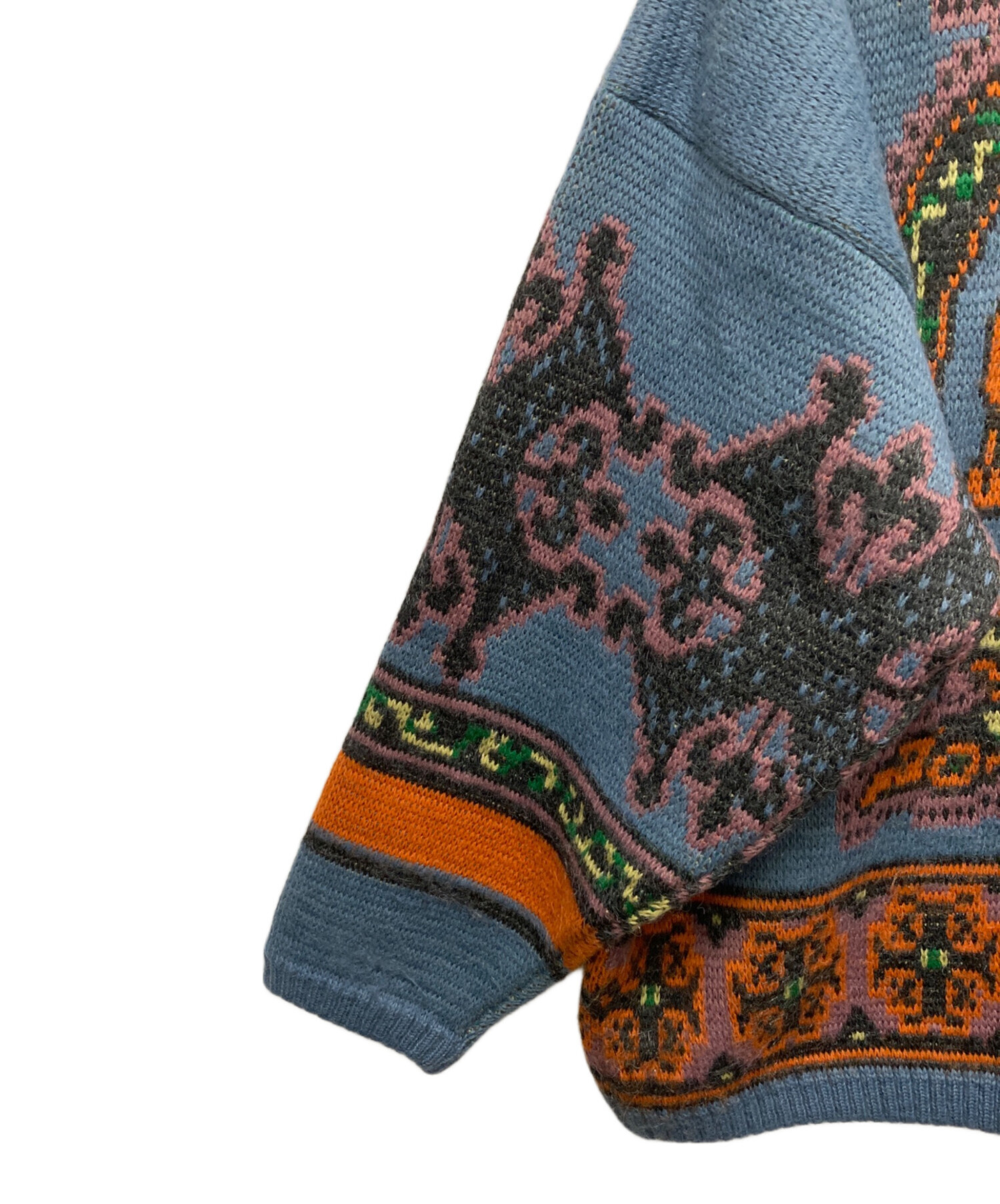 1990s OXBOW 極厚ウール　マルチカラーニット　ブルー　フランス 中古・古着通販】OXBOW (オックスボウ) 厚手ニット ネイビー サイズ