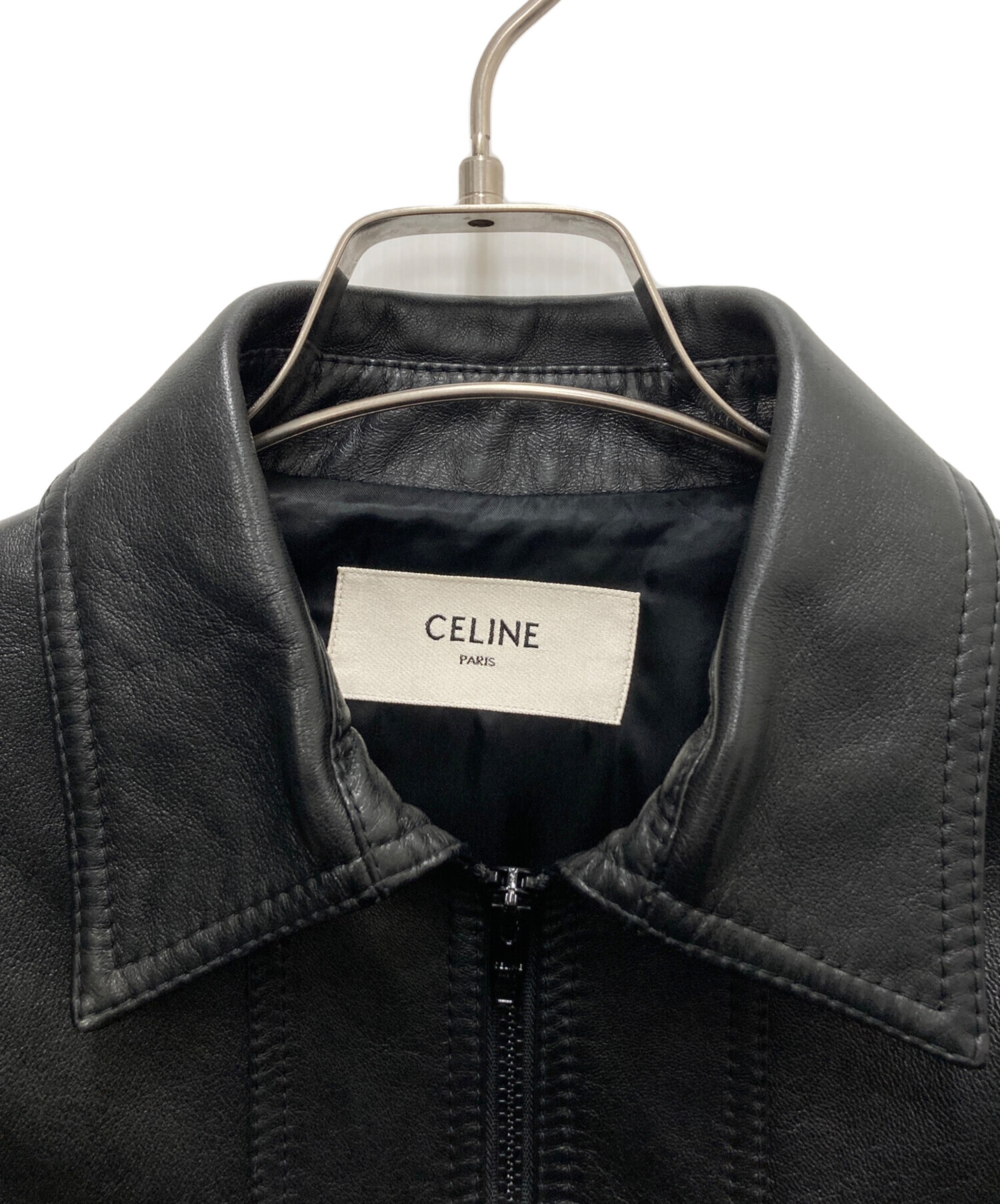 中古・古着通販】CELINE (セリーヌ) ラムレザージャケット ブラック