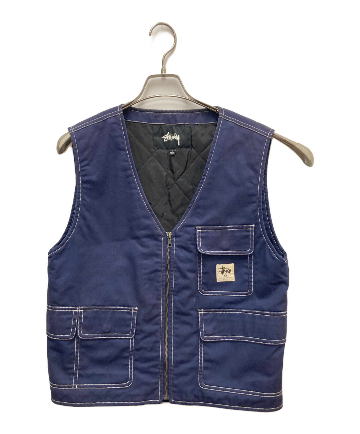 stussy ベスト stussysports ネイビー 中古・古着通販】stussy (ステューシー) ワークベスト ネイビー サイズ