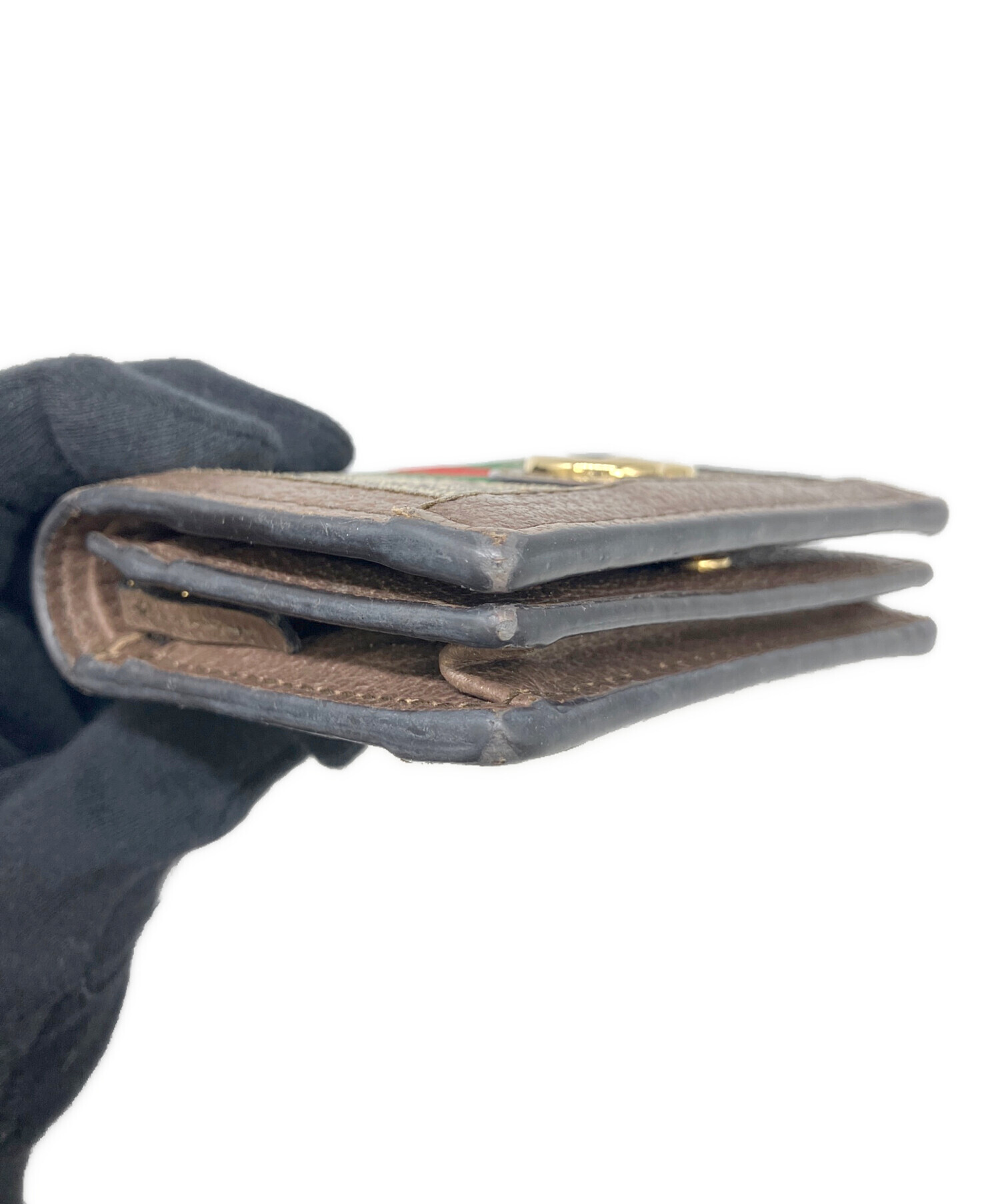 【新品未使用】GUCCI 二つ折り財布 ダークブラウン　小銭入れなし 中古・古着通販】GUCCI (グッチ) 2つ折り財布 ブラウン｜ブランド