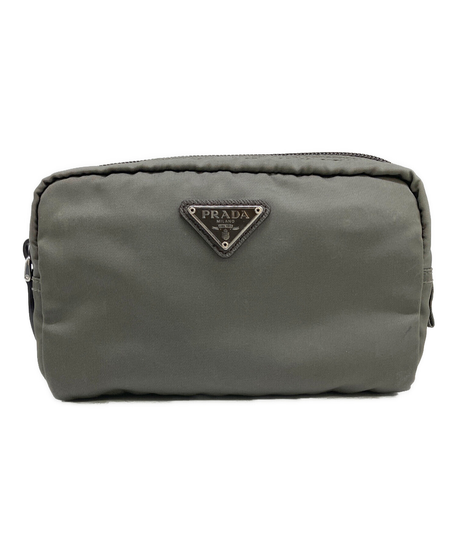 中古・古着通販】PRADA (プラダ) ナイロンコスメポーチ グリーン