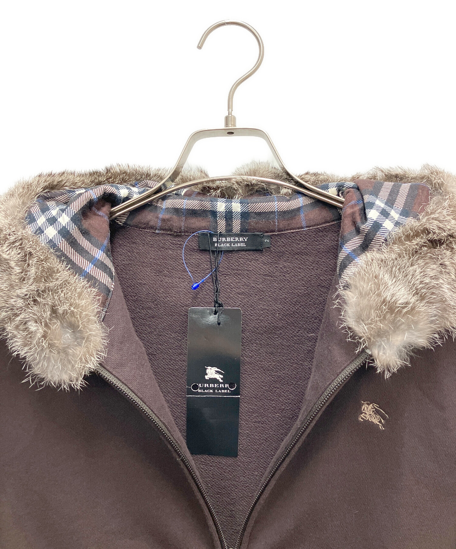 バーバリーブラックレーベル　脱着可能　ファーパーカー　スウェット　ジップパーカー 中古・古着通販】BURBERRY BLACK LABEL (バーバリーブラックレーベル
