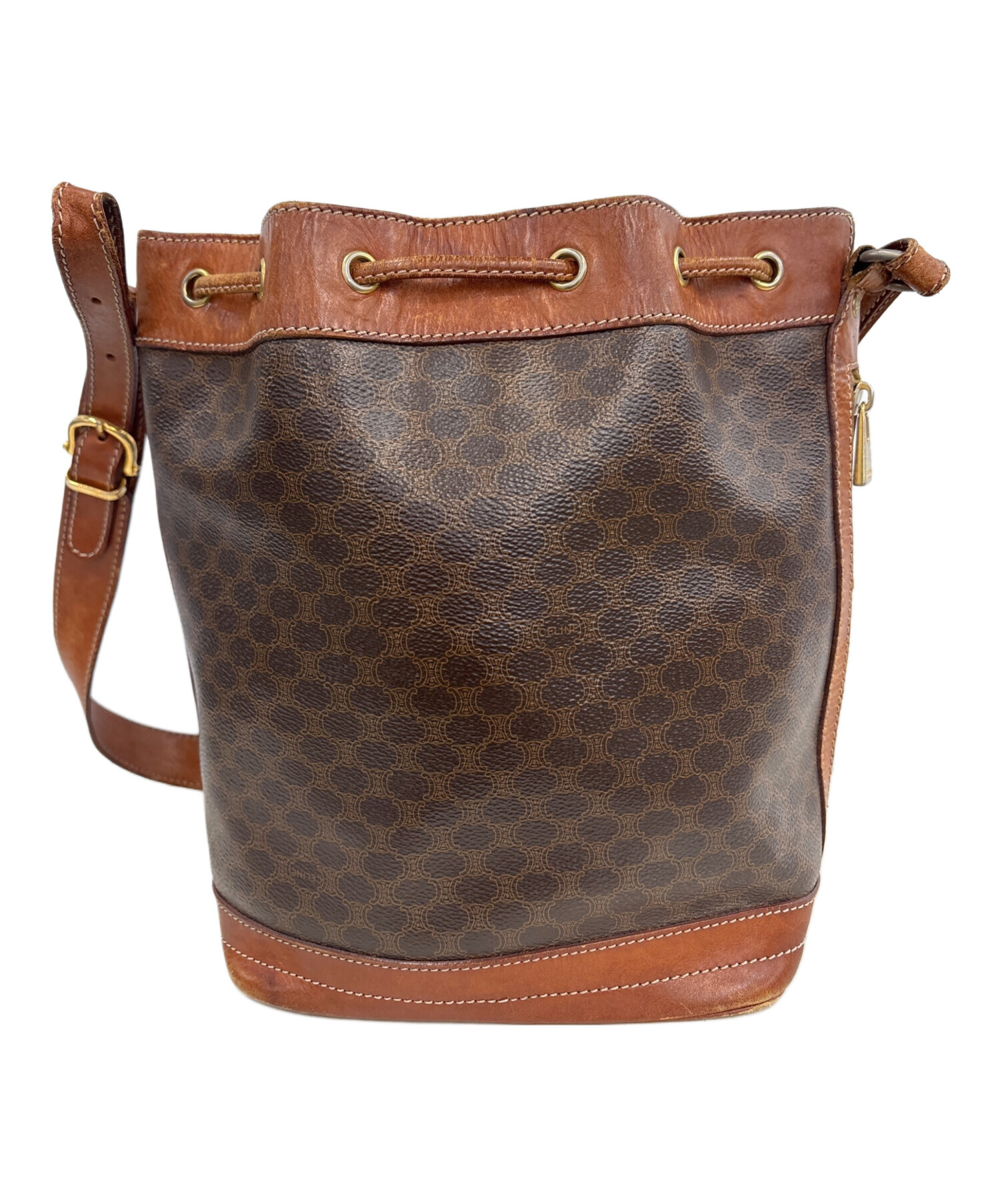 中古・古着通販】CELINE (セリーヌ) 巾着ショルダーバッグ ブラウン 
