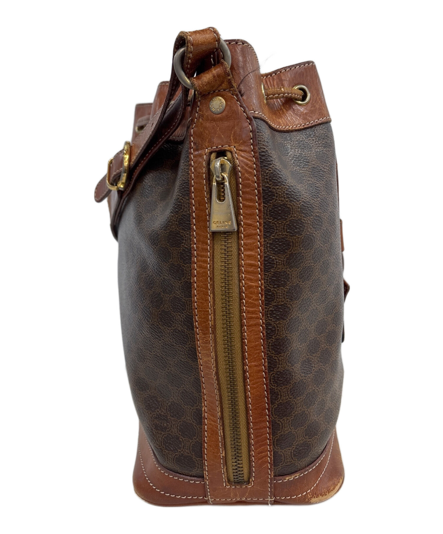 中古・古着通販】CELINE (セリーヌ) 巾着ショルダーバッグ ブラウン 