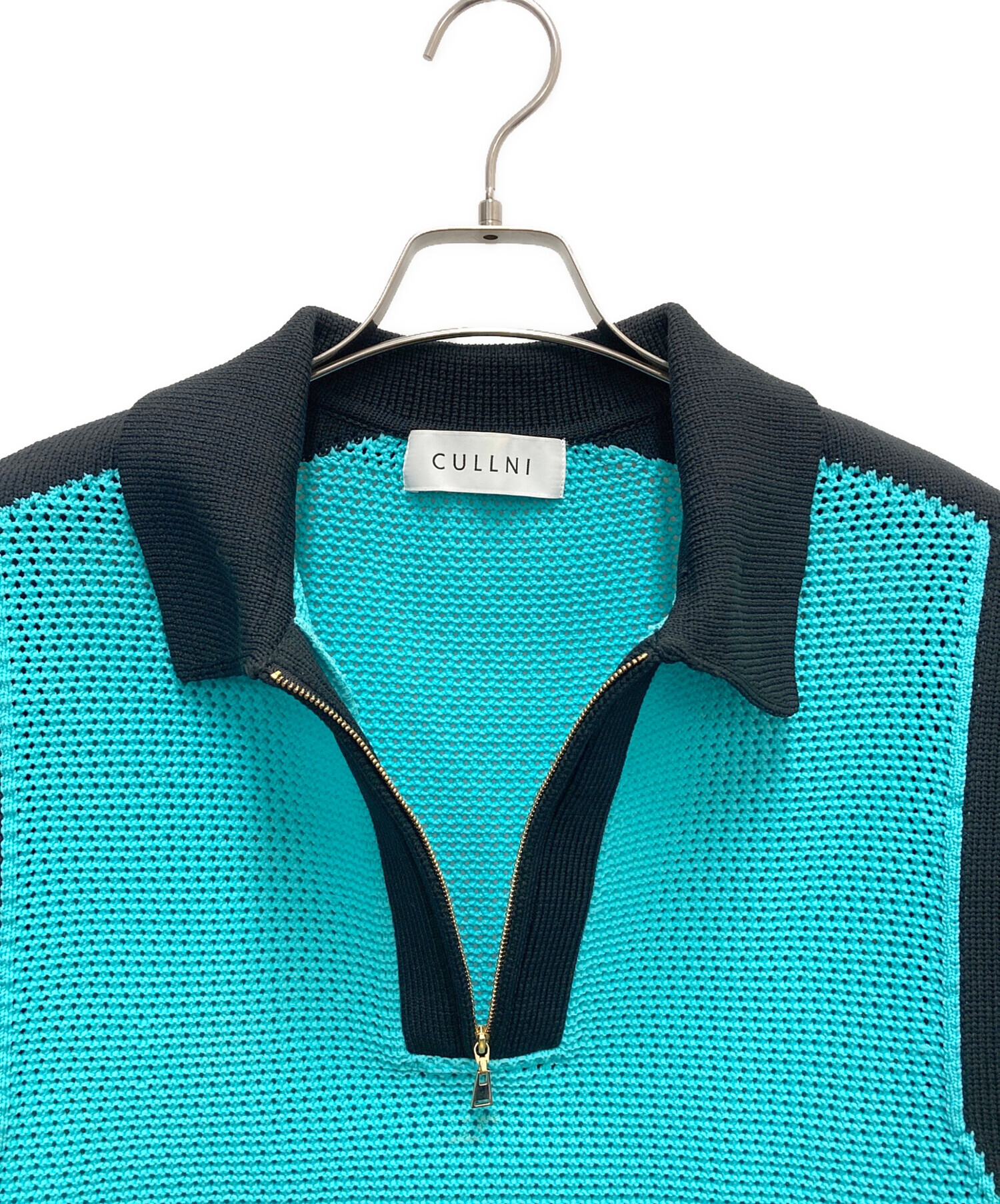 中古・古着通販】CULLNI (クルニ) ニットポロシャツ ブルー サイズ 
