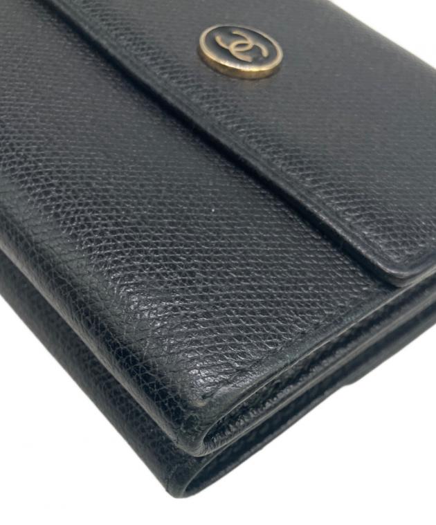 中古・古着通販】CHANEL (シャネル) 3つ折り財布 ブラック｜ブランド