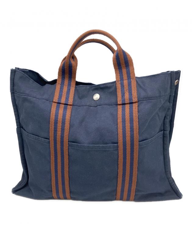 エルメス　カリカット　ネイビー プリーツデザイン トートバッグジャンク扱 中古・古着通販】HERMES (エルメス) トートバッグ ネイビー｜ブランド