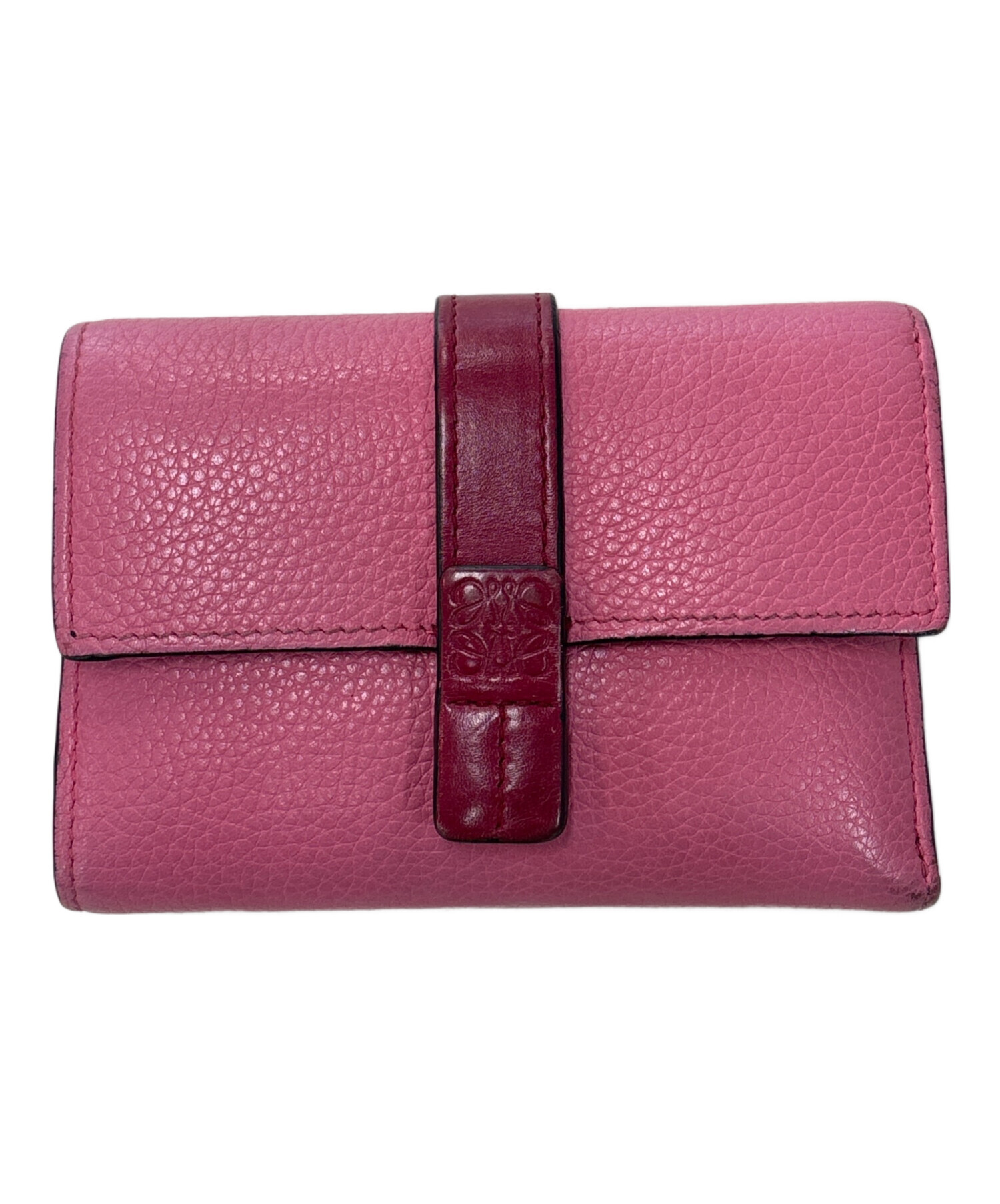 LOEWE(ロエベ) 3つ折り財布 - ピンク レザー 中古・古着通販】LOEWE (ロエベ) 3つ折り財布 ピンク｜ブランド・古着