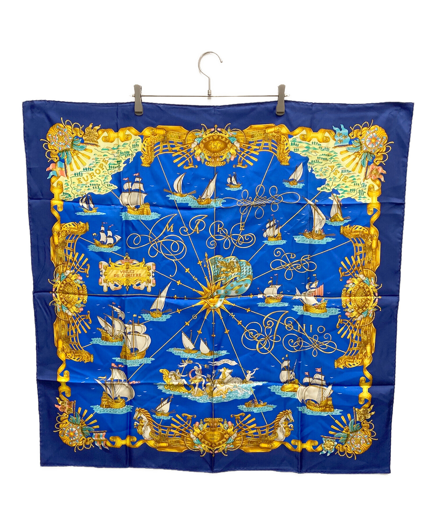 中古・古着通販】HERMES (エルメス) シルクスカーフ ブルー｜ブランド