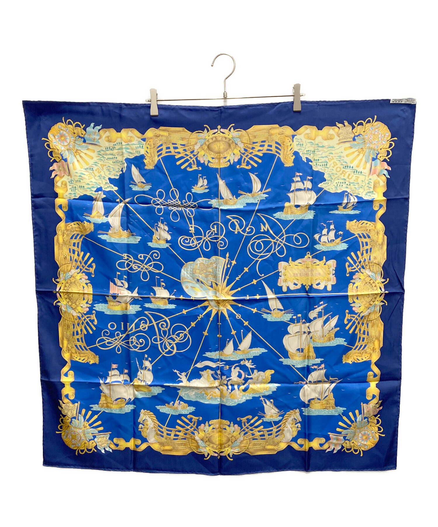 HERMES シルク スカーフ 青 中古・古着通販】HERMES (エルメス) シルクスカーフ ブルー｜ブランド