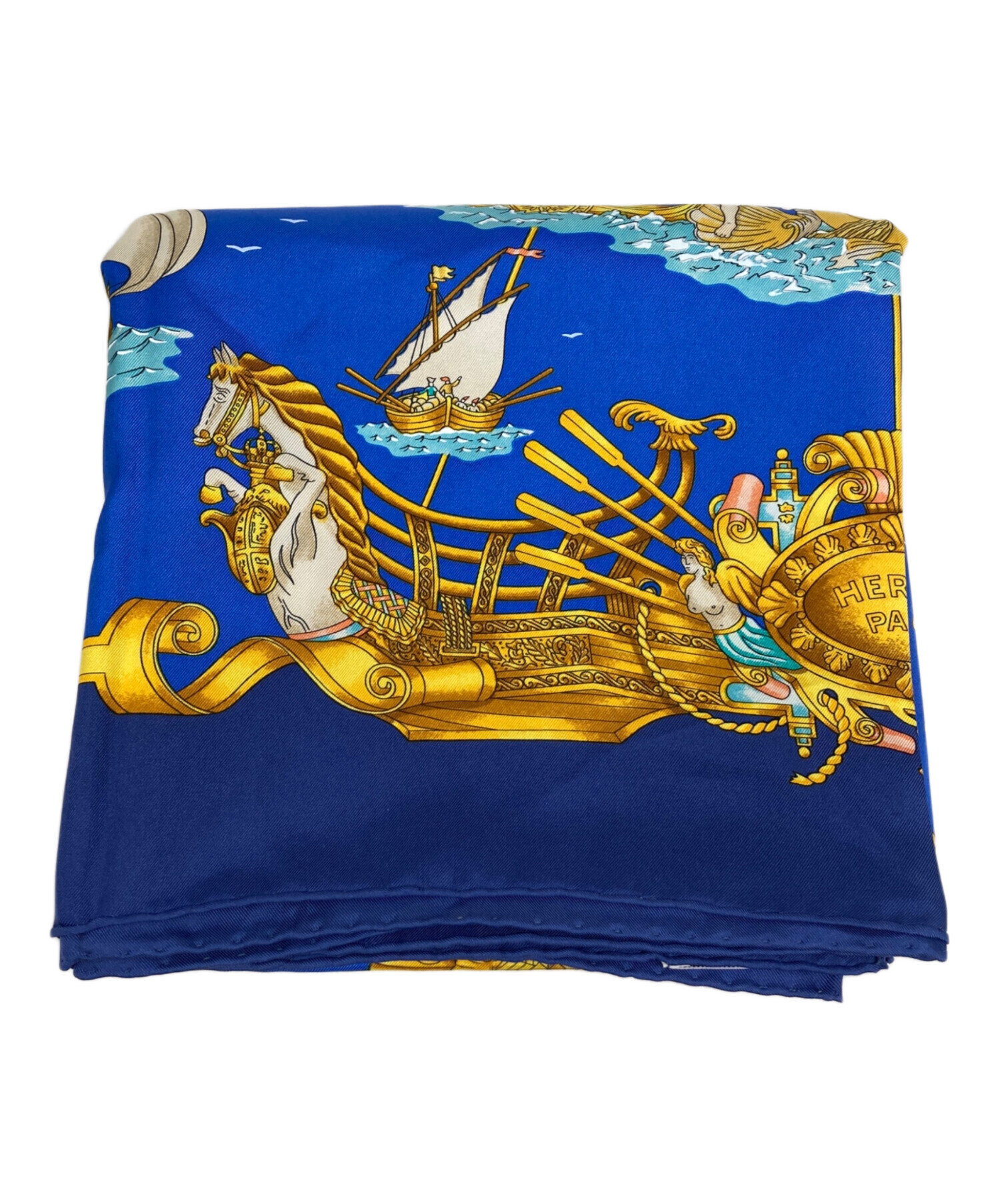 中古・古着通販】HERMES (エルメス) シルクスカーフ ブルー｜ブランド