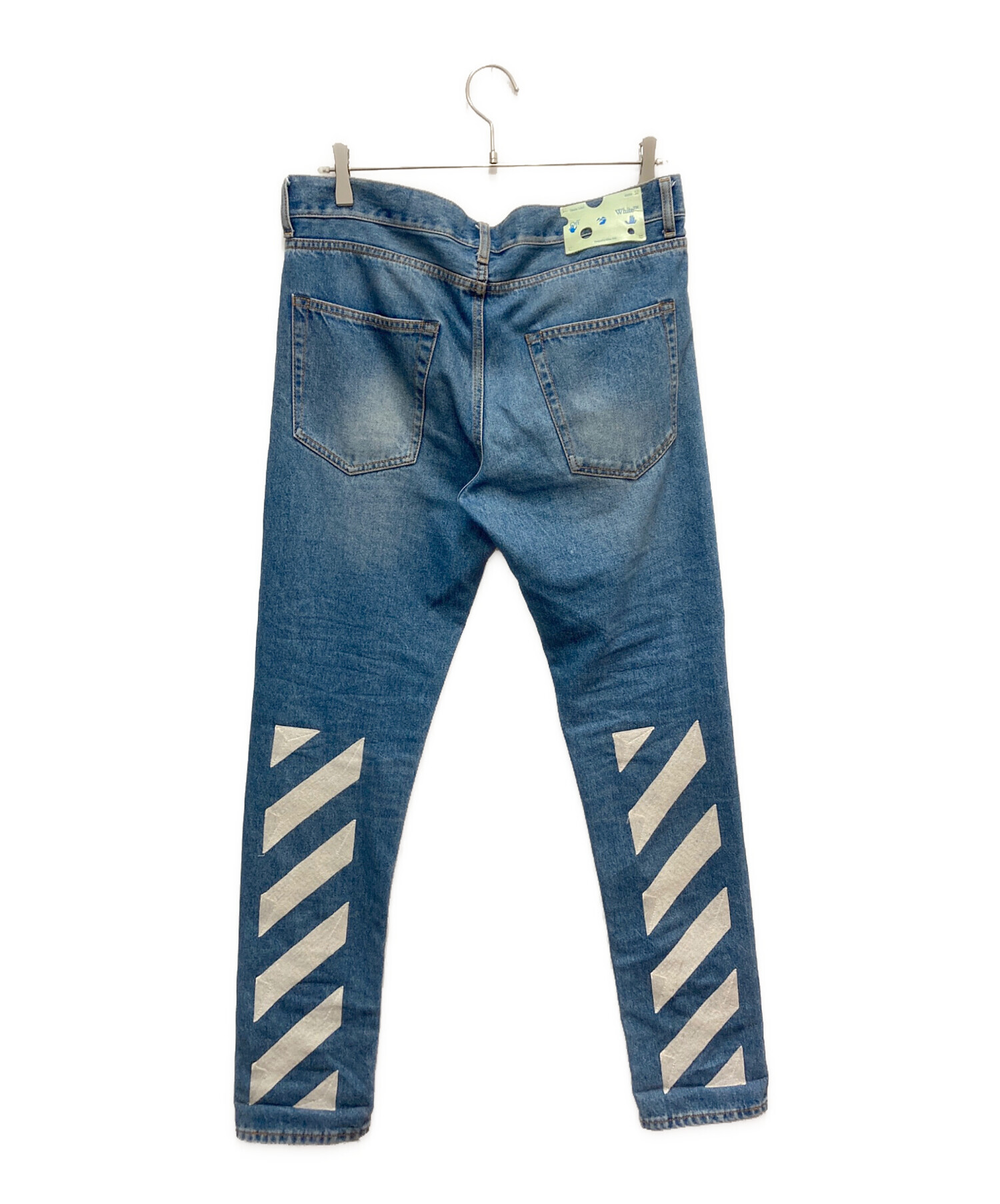 新品✨定価8万 off-white オフホワイト ペイント加工 デニム スキニー 中古・古着通販】OFFWHITE (オフホワイト) デニムパンツ インディゴ