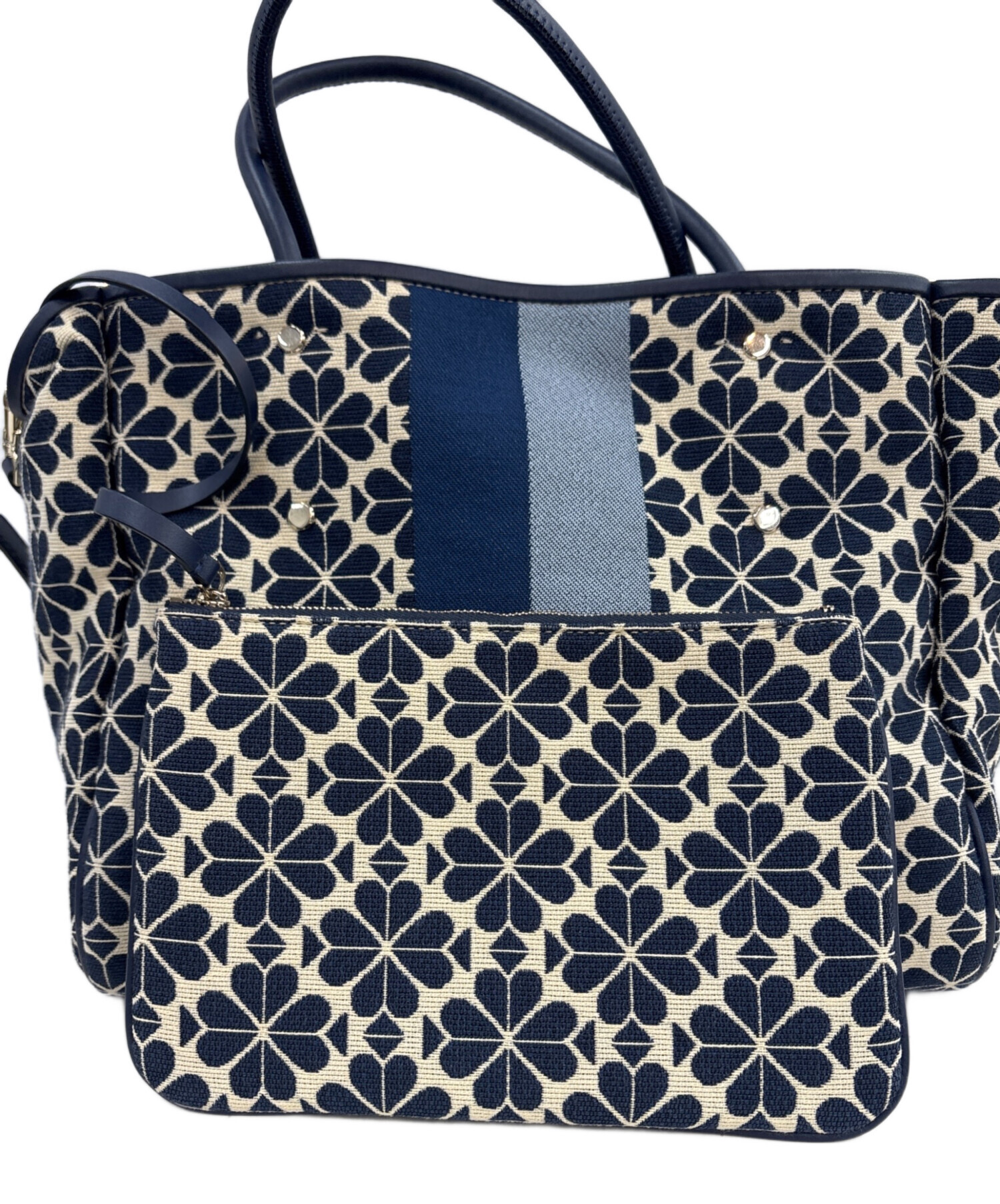 （美品）ケイトスペード☆トートバッグ M フラワージャガード ネイビー 中古・古着通販】Kate Spade (ケイトスペード) フラワージャガード