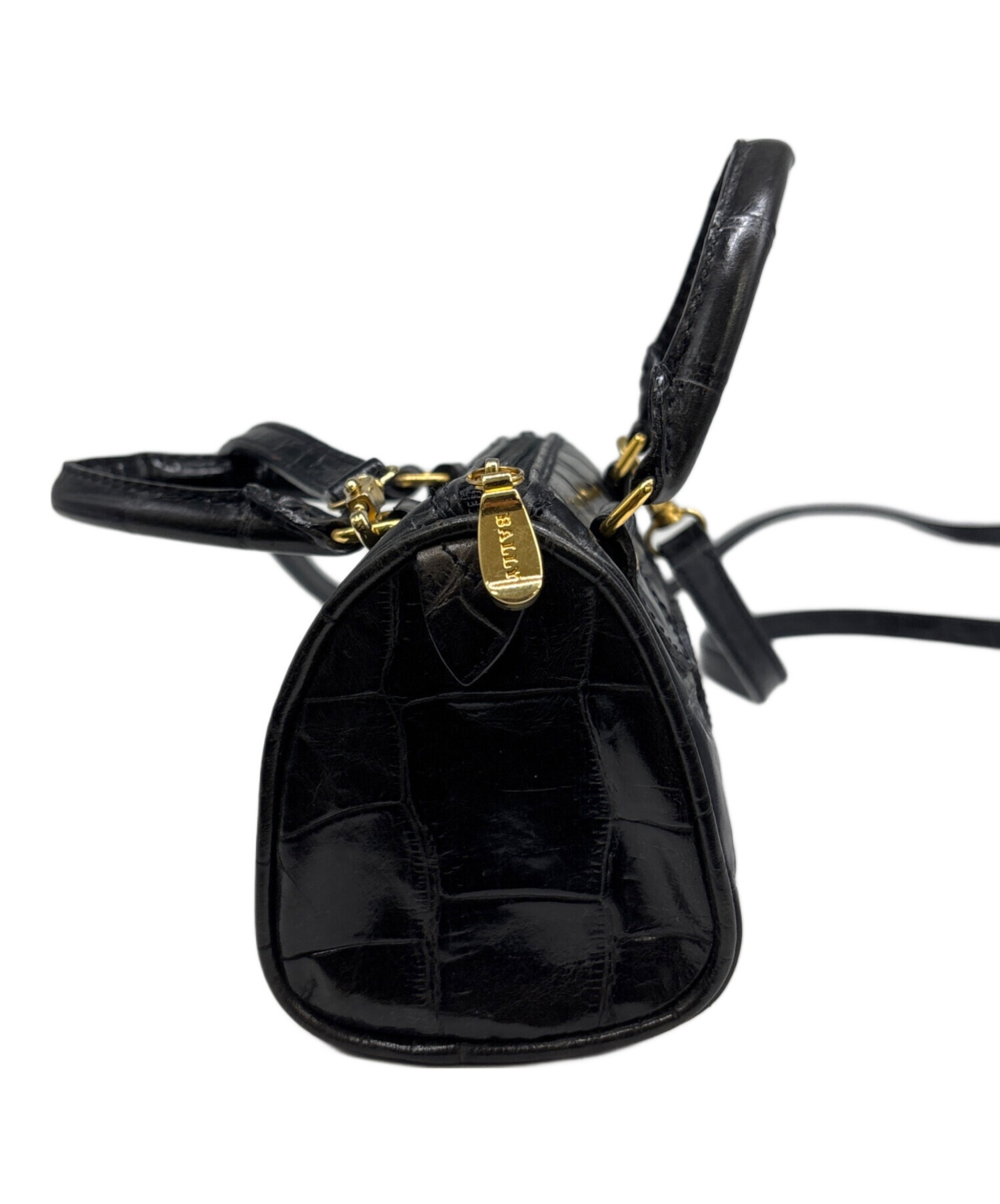 【希少】BALLY ブラックレザー ショルダーバッグ 中古・古着通販】BALLY (バリー) レザーショルダーバッグ ブラック