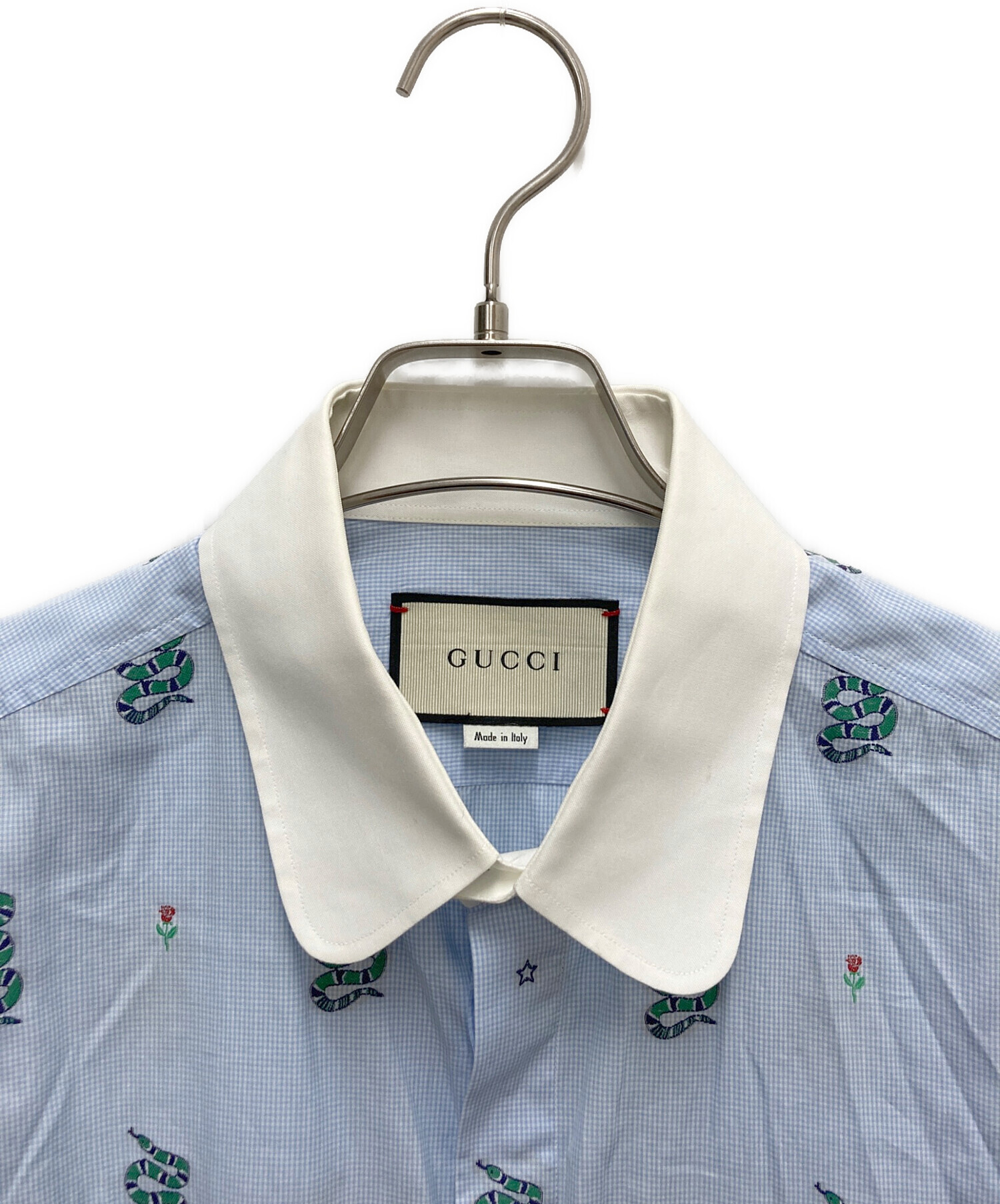 M*i様 GUCCI 長袖シャツ 中古・古着通販】GUCCI (グッチ) スネーク刺繍マイクロチェック長袖