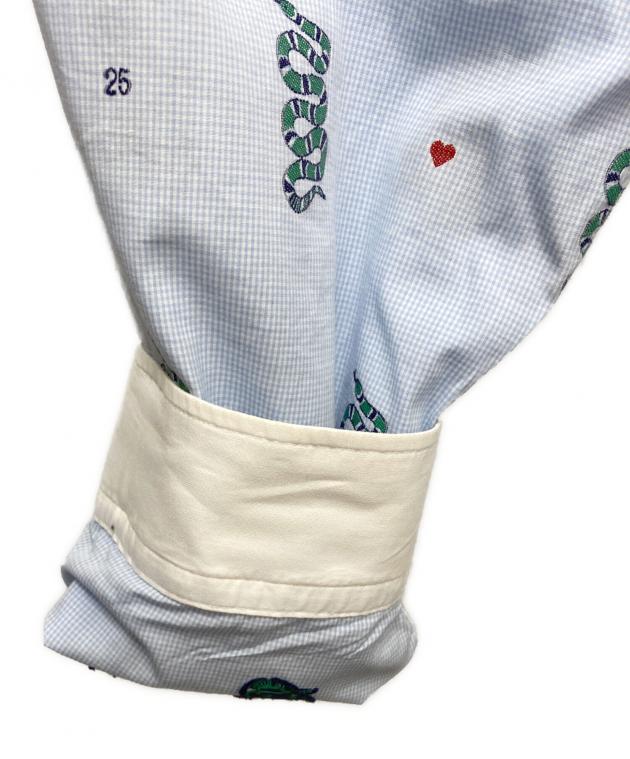 GUCCI ミケーレ期 キングスネークブロードシャツ 39 ライトブルー 中古・古着通販】GUCCI (グッチ) スネーク刺繍マイクロチェック長袖