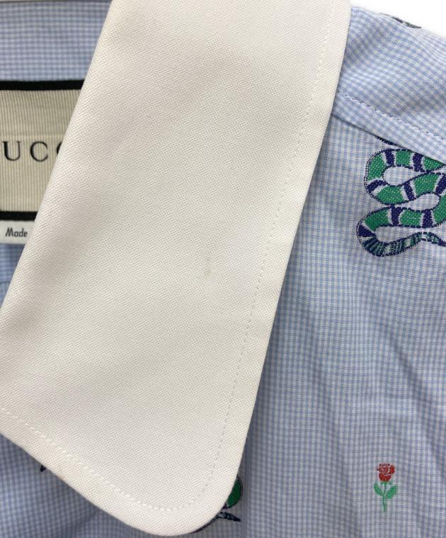 中古・古着通販】GUCCI (グッチ) スネーク刺繍マイクロチェック長袖