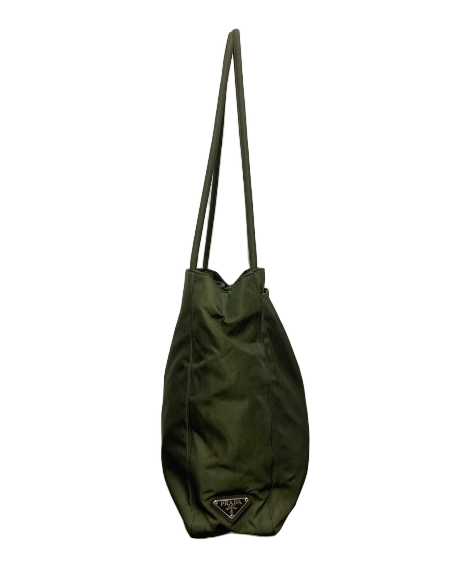 【中古】PRADA オリーブグリーン トートバッグ 中古・古着通販】PRADA (プラダ) トートバッグ グリーン｜ブランド
