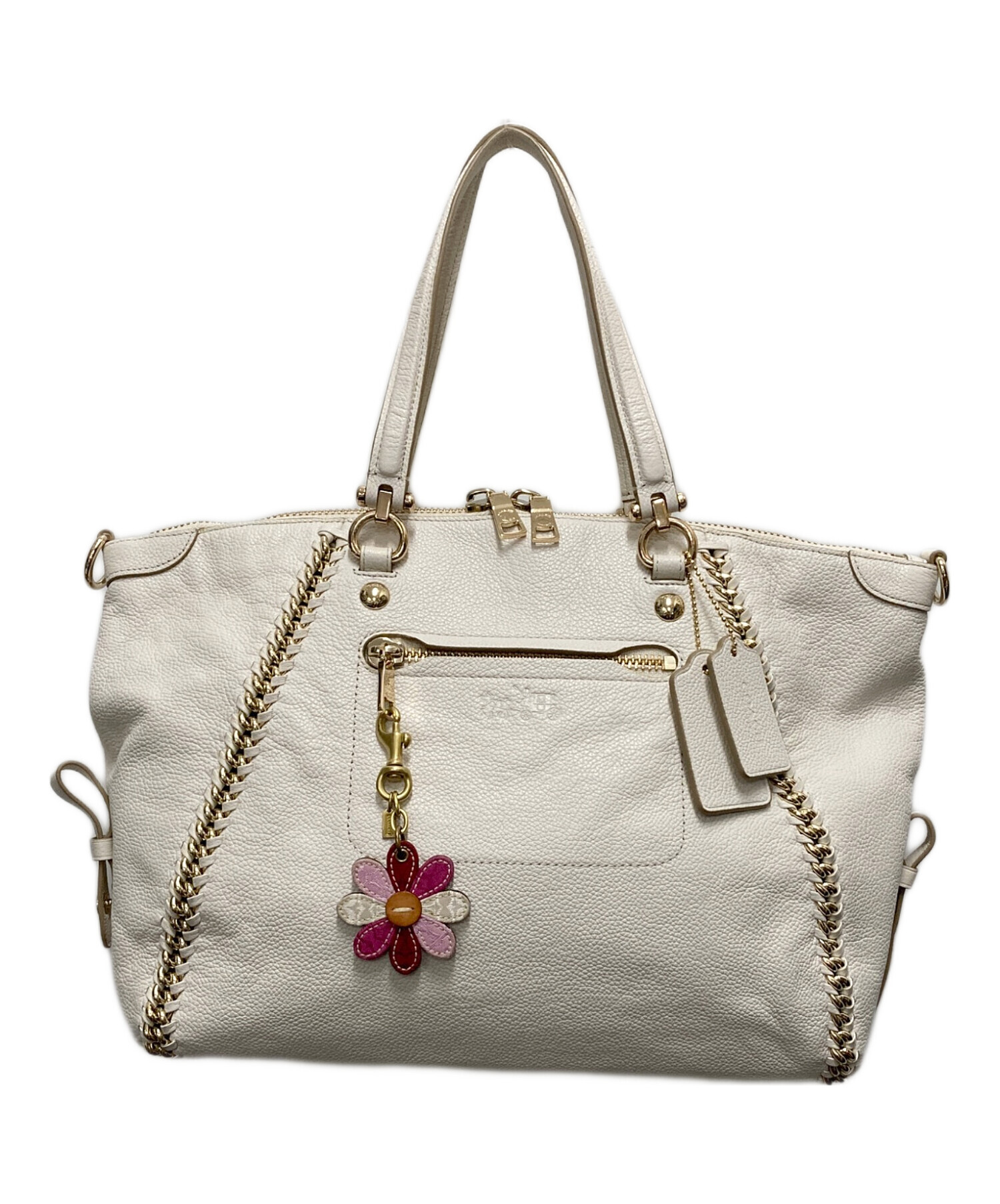 COACH 2WAY ショルダーバッグ ホワイト 中古・古着通販】COACH (コーチ) 2WAYショルダーバッグ ホワイト