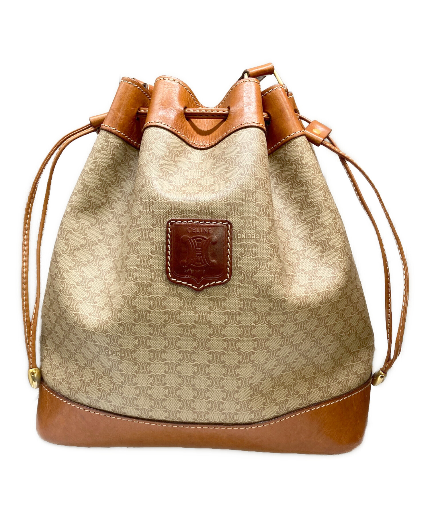 中古・古着通販】CELINE (セリーヌ) 巾着ショルダーバッグ ベージュ