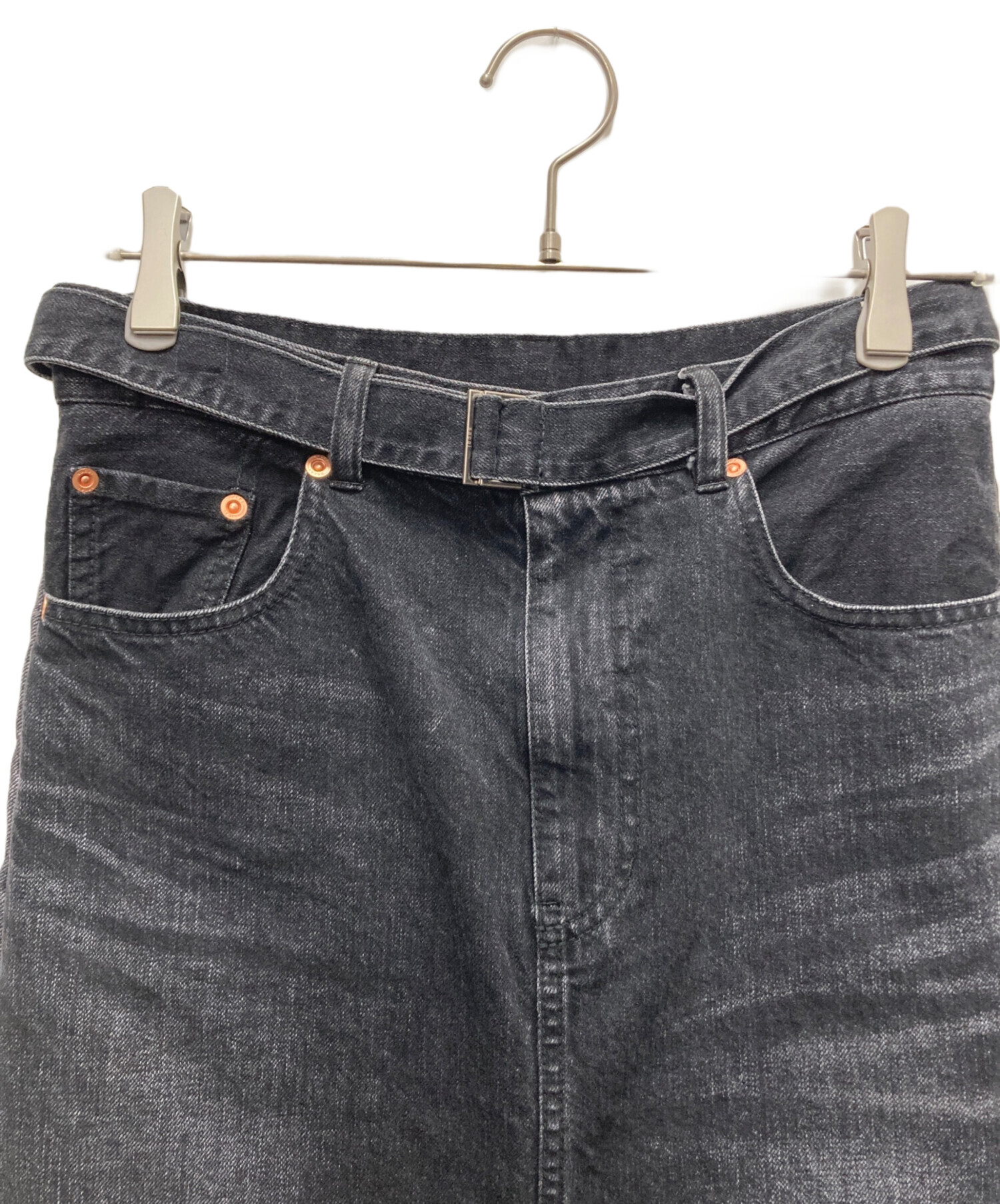 中古・古着通販】sacai (サカイ) デニムスカート ブラック サイズ:SIZE