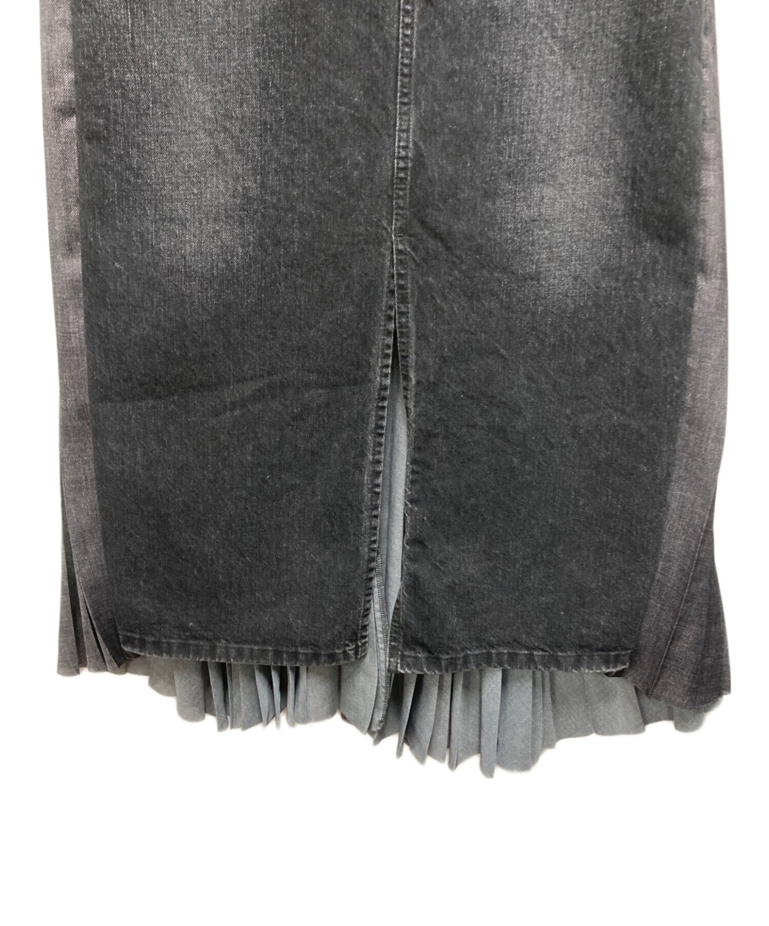 中古・古着通販】sacai (サカイ) デニムスカート ブラック サイズ:SIZE