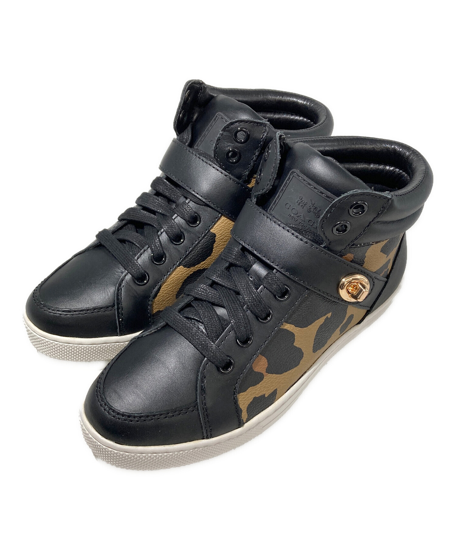 COACH ブラック ハイカットスニーカー 中古・古着通販】COACH (コーチ) ハイカットスニーカー ブラック