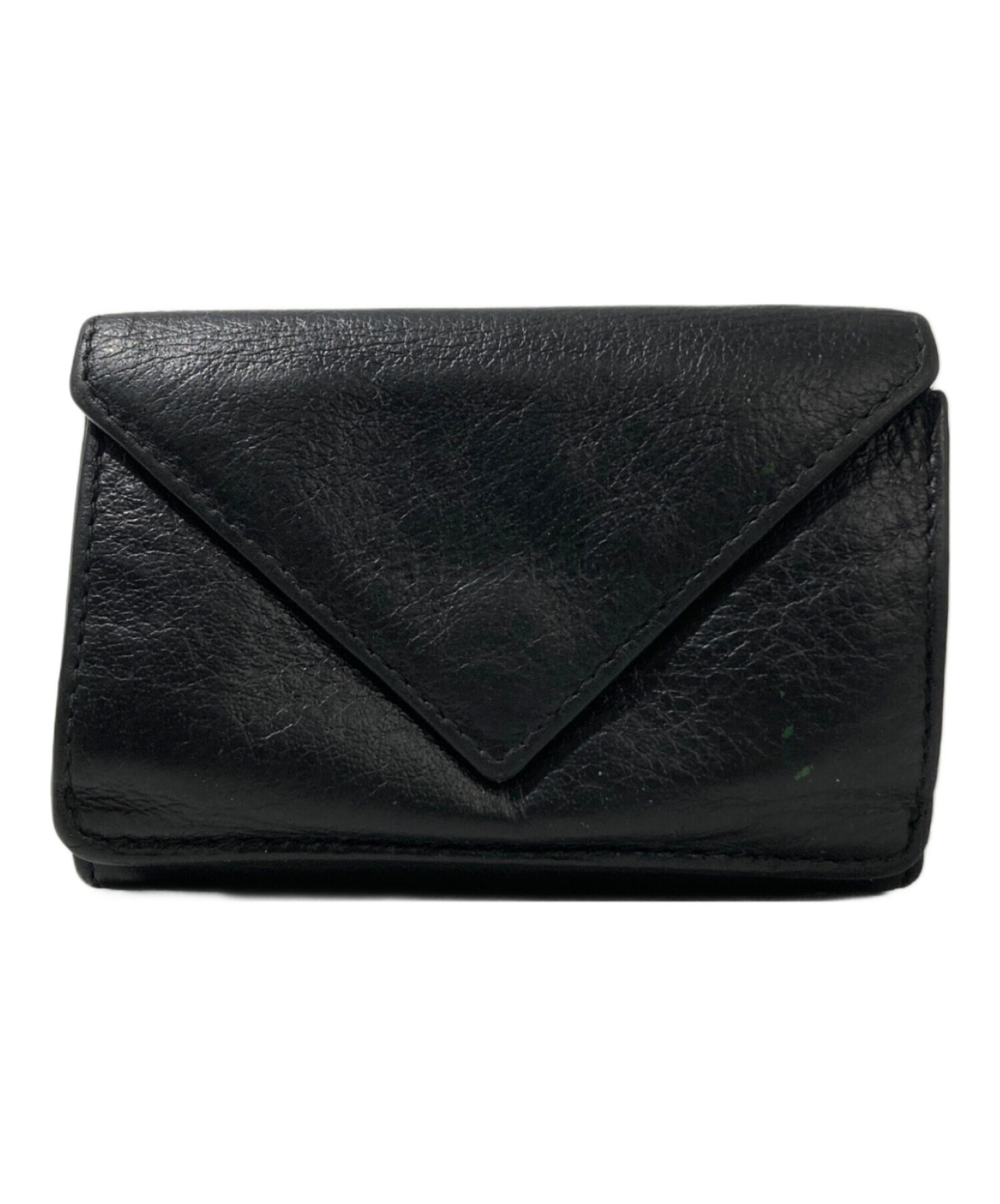 BALENCIAGA バレンシアガ 三つ折り財布 レザー ブラック ヴィンテージ 中古・古着通販】BALENCIAGA (バレンシアガ) 3つ折り財布 ブラック