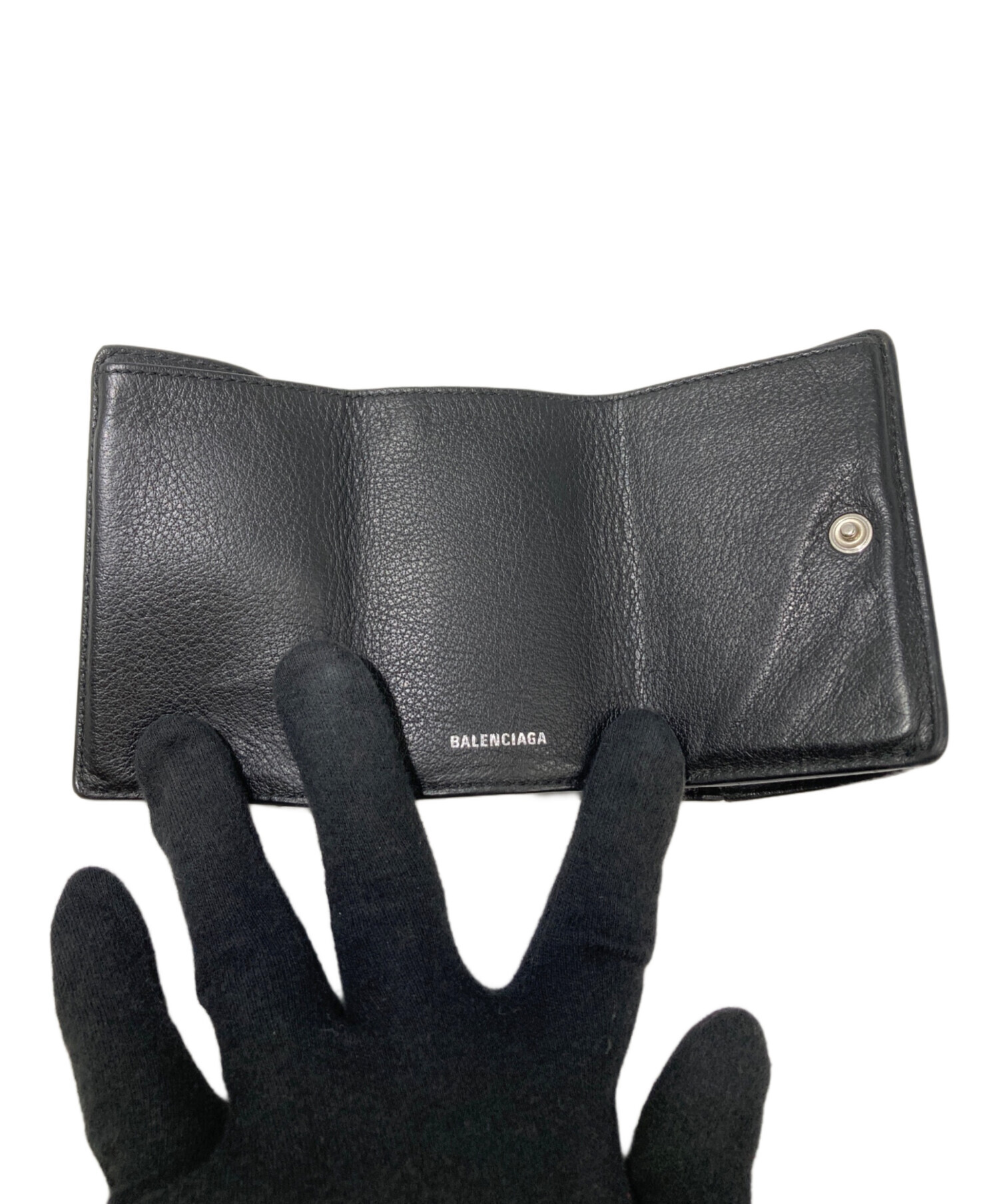 中古・古着通販】BALENCIAGA (バレンシアガ) 3つ折り財布 ブラック