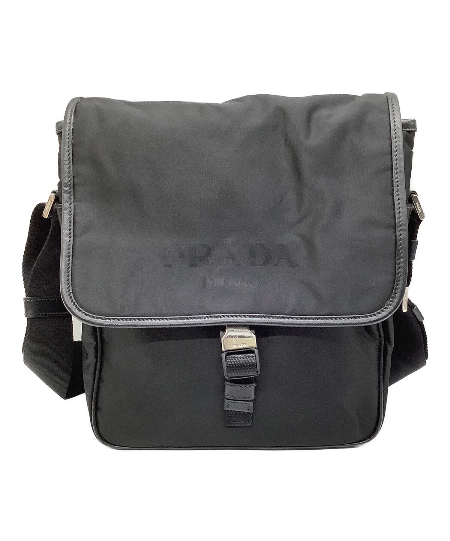PRADA-pre-owned ナイロンバッグ ショルダーバッグ 中古・古着通販】PRADA (プラダ) ナイロンショルダーバッグ ブラック