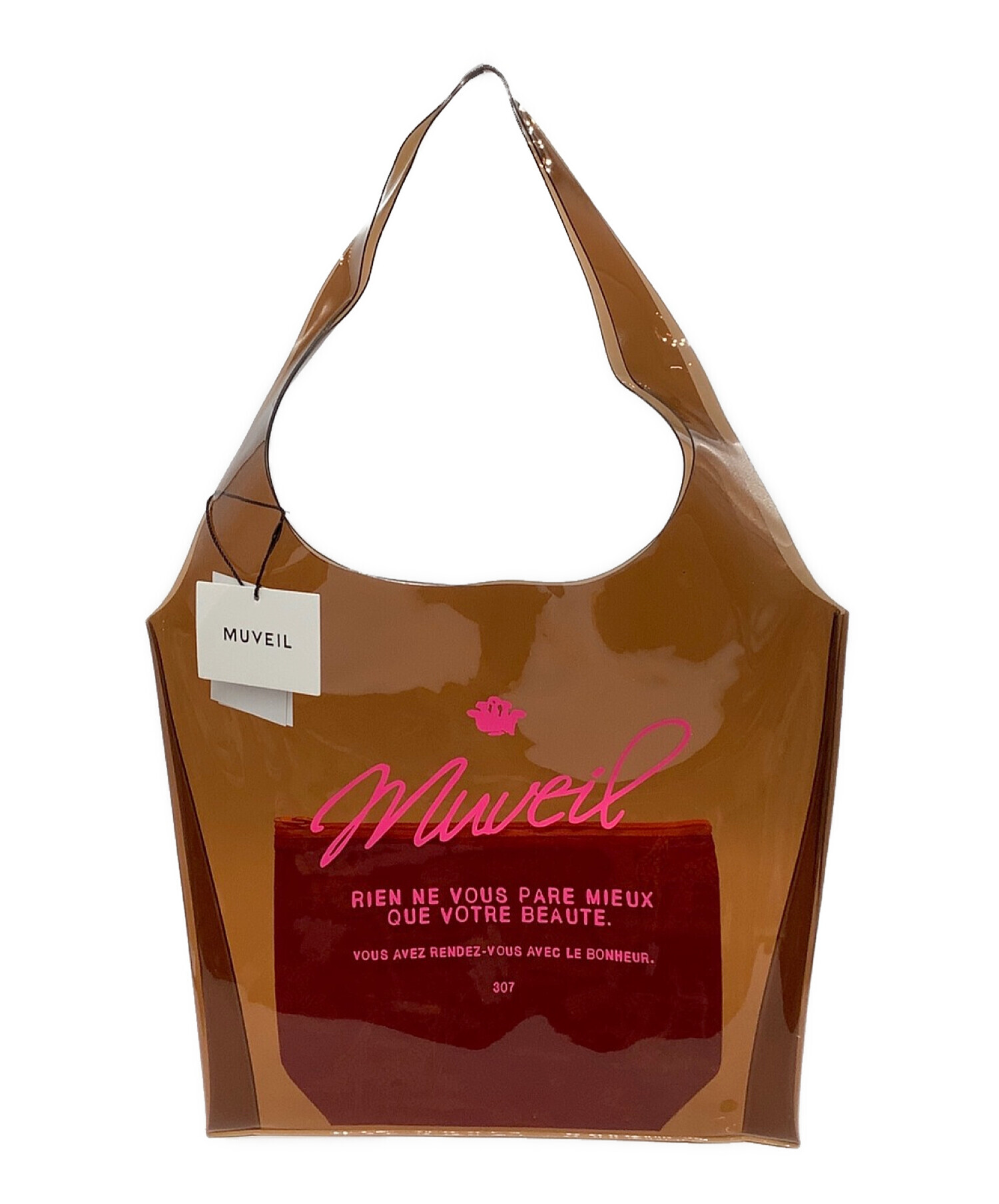 中古・古着通販】MUVEIL (ミュベール) クリアビニールバッグ ブラウン 