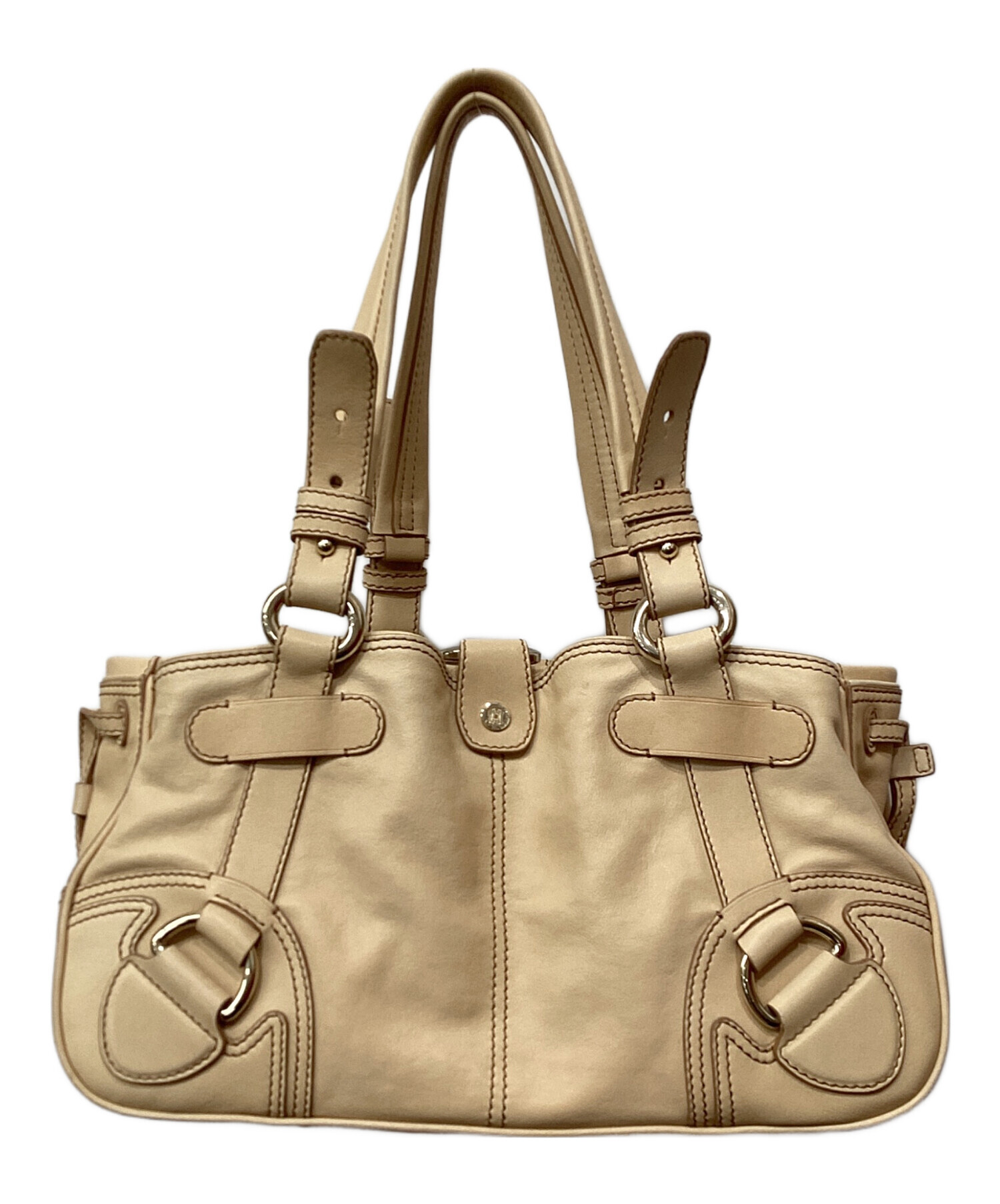 中古・古着通販】CELINE (セリーヌ) レザーハンドバッグ ベージュ