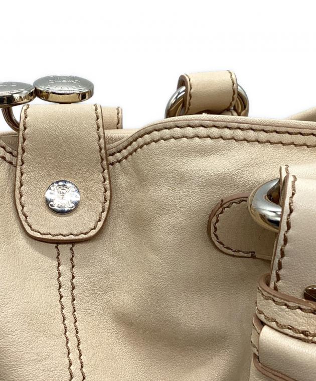 中古・古着通販】CELINE (セリーヌ) レザーハンドバッグ ベージュ